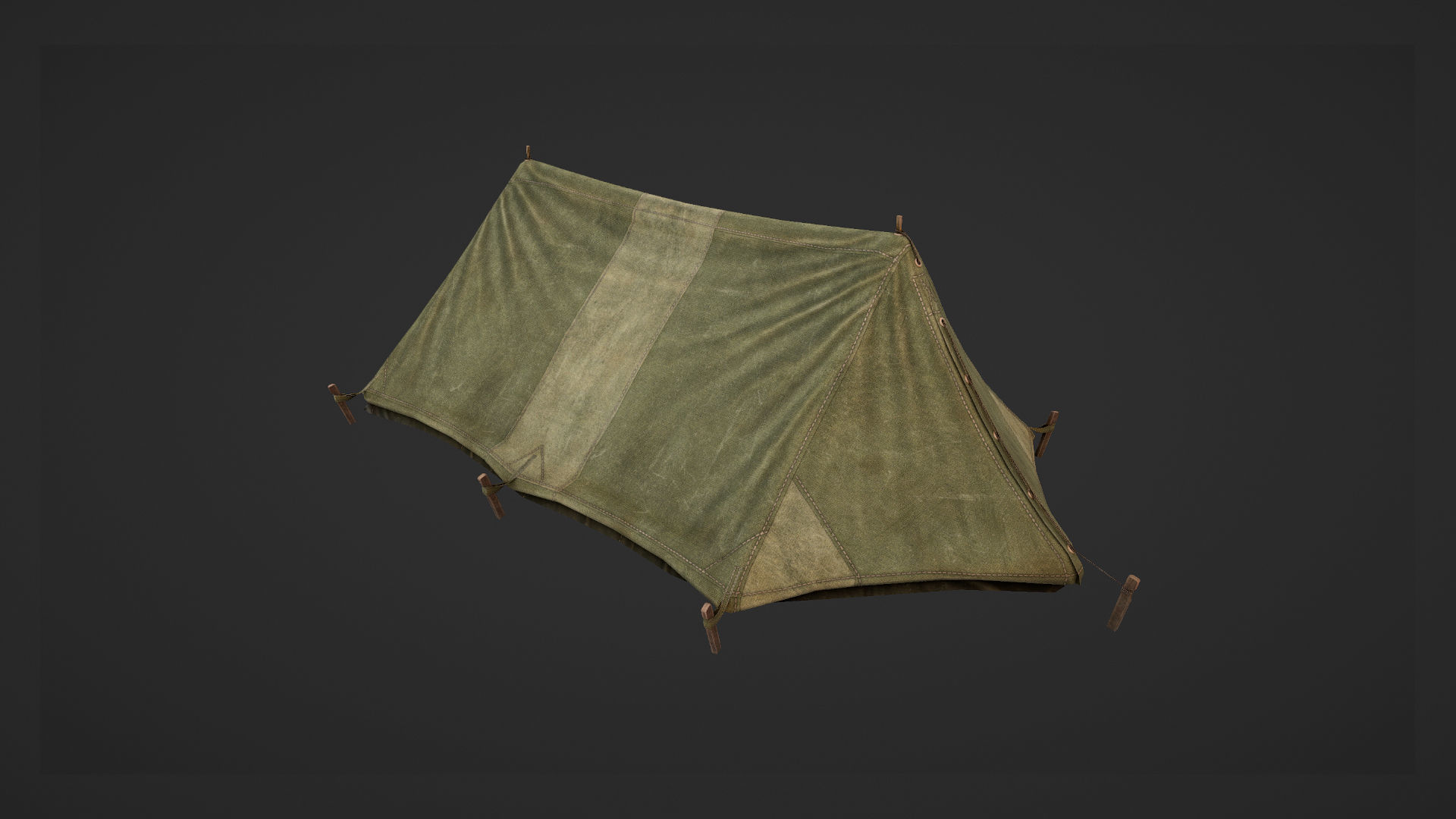 Military Tent WWII TwoSleeping close vr1 Low-poly 3D model_9