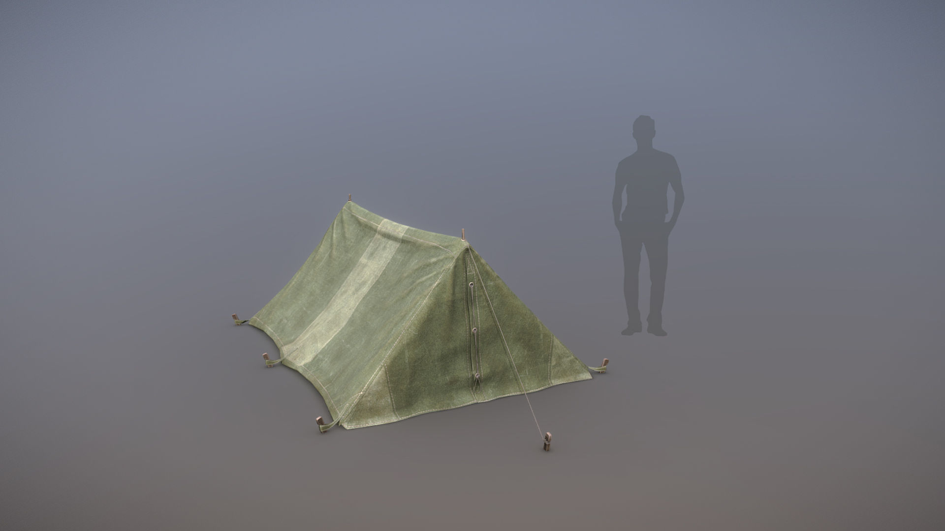 Military Tent WWII TwoSleeping close vr1 Low-poly 3D model_1