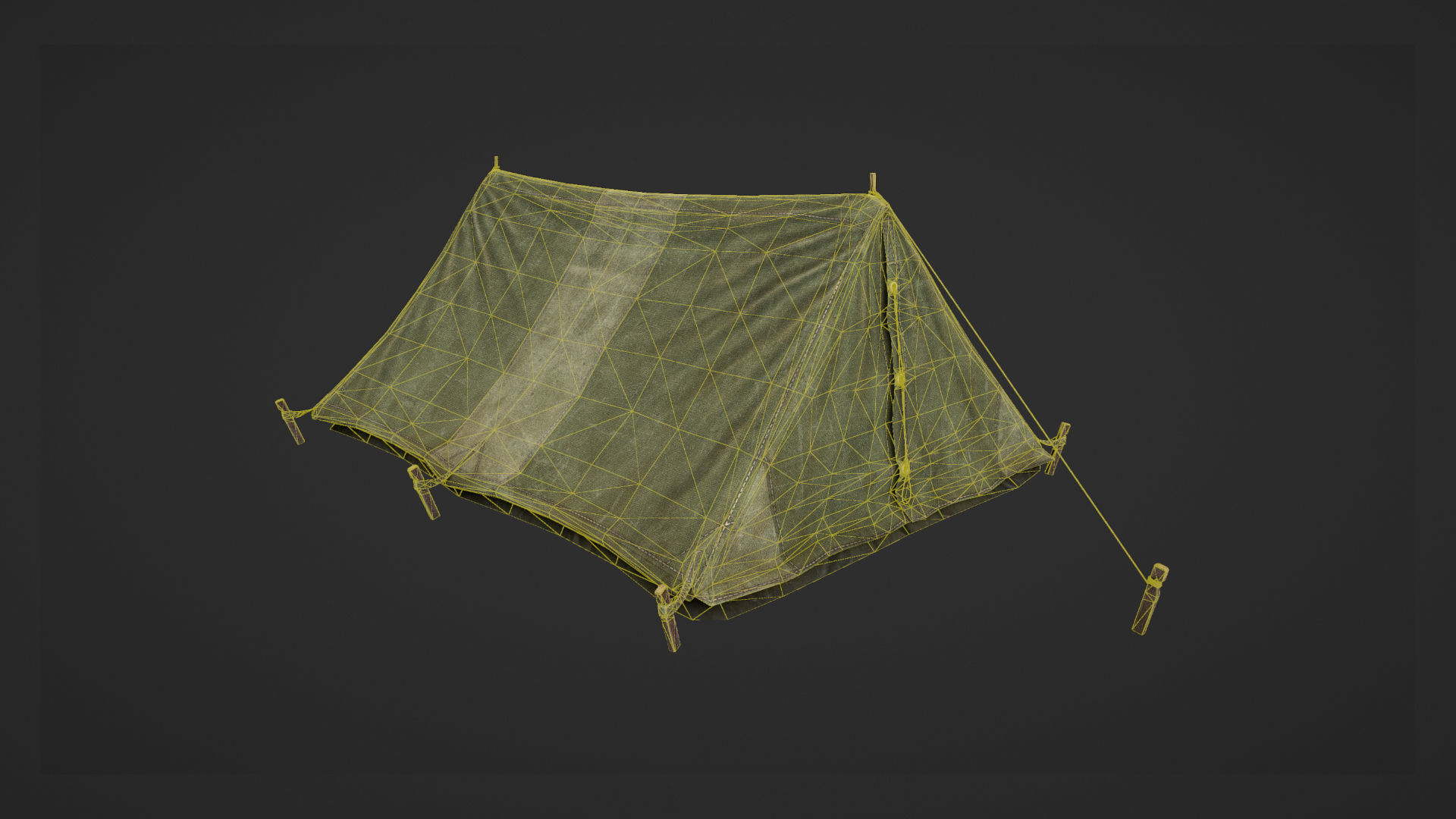 Military Tent WWII TwoSleeping close vr1 Low-poly 3D model_12