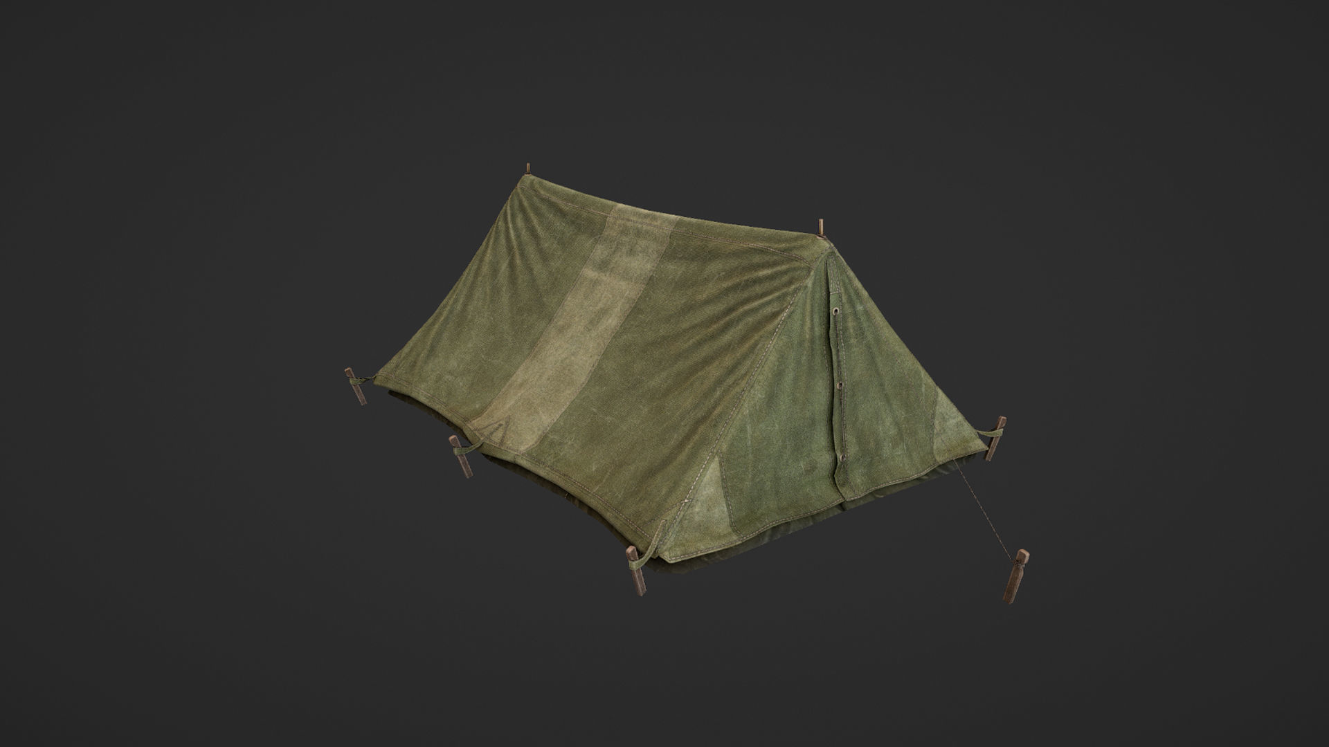 Military Tent WWII TwoSleeping close vr1 Low-poly 3D model_7