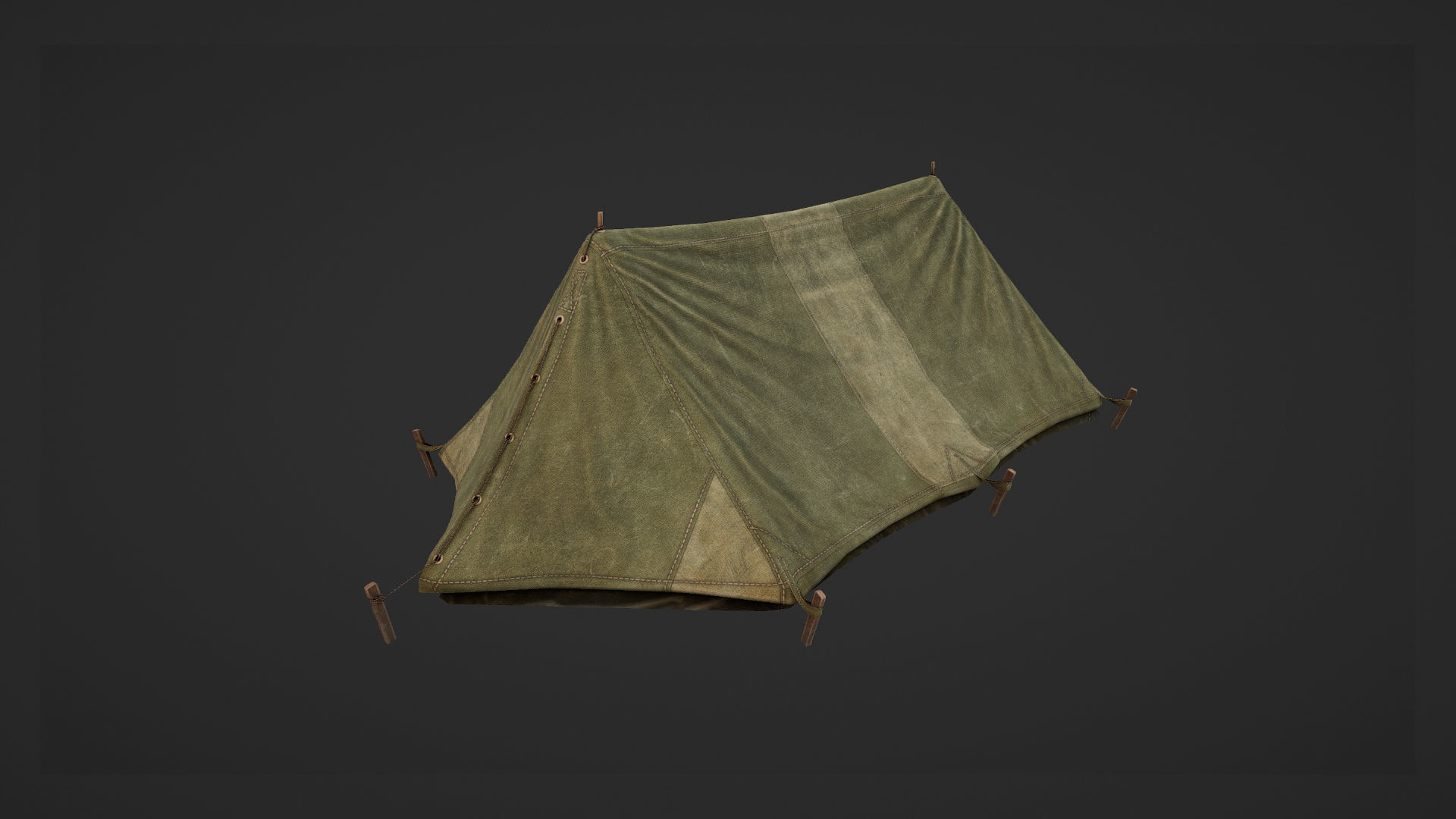 Military Tent WWII TwoSleeping close vr1 Low-poly 3D model_10