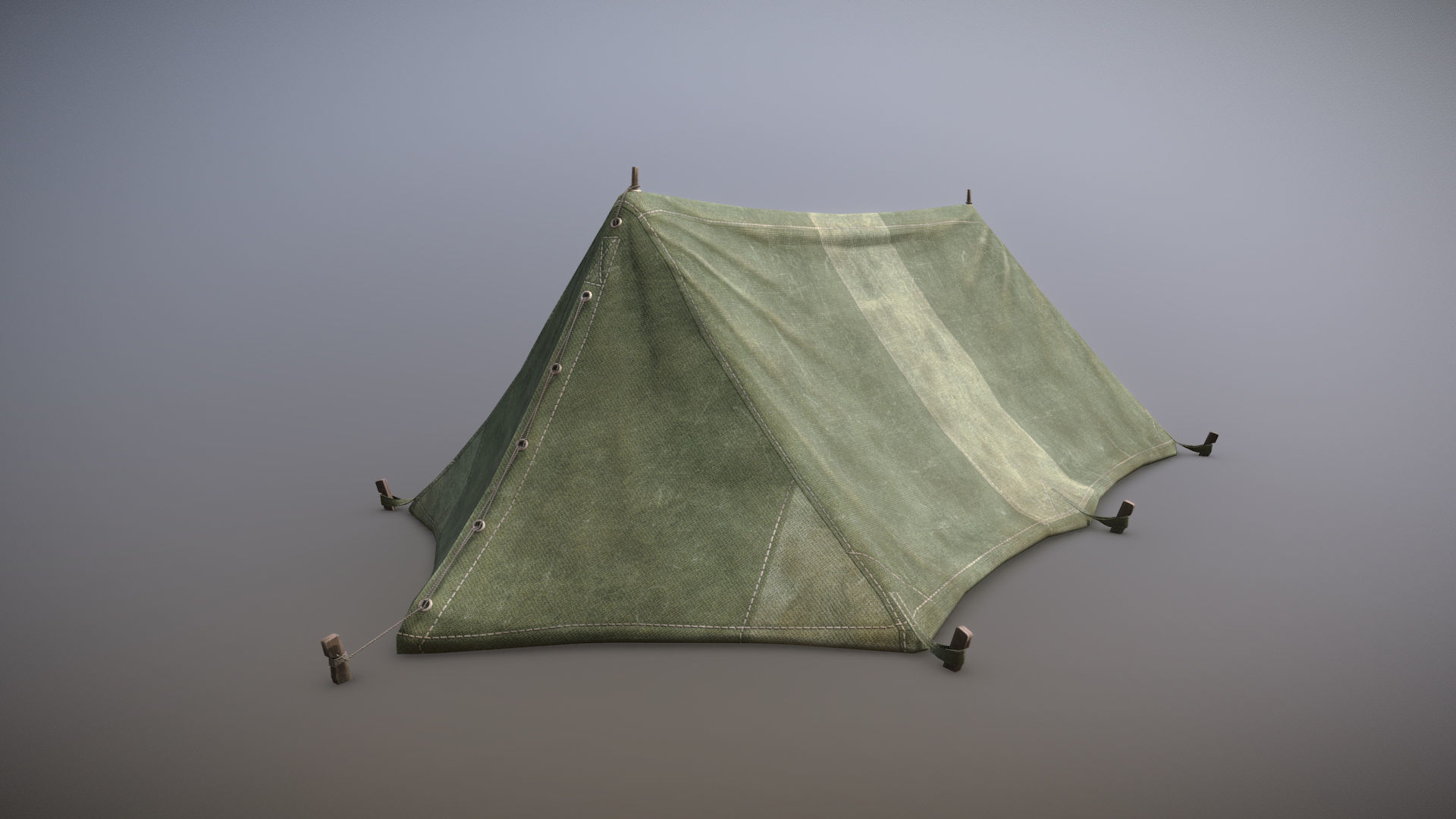Military Tent WWII TwoSleeping close vr1 Low-poly 3D model_4