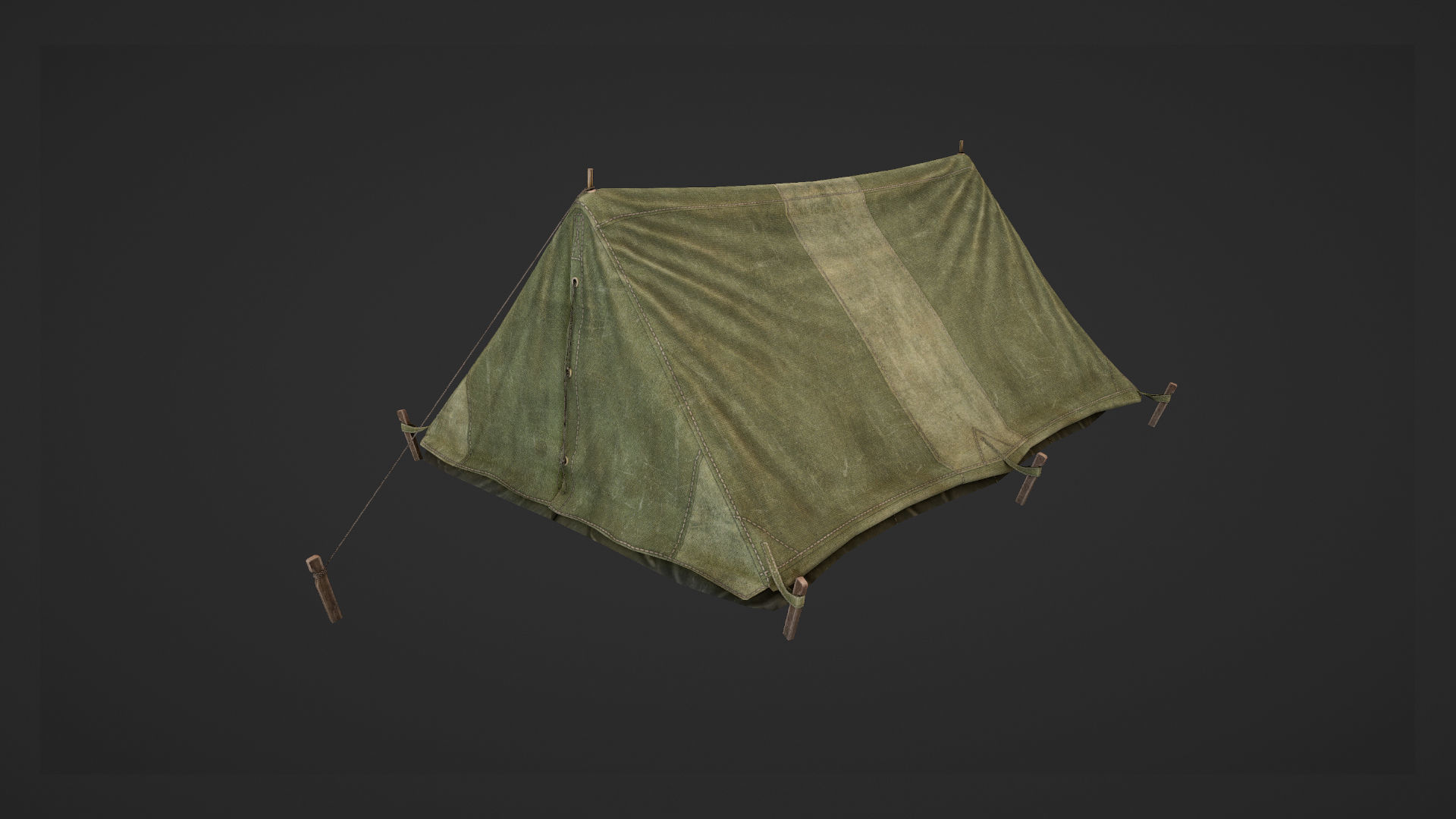 Military Tent WWII TwoSleeping close vr1 Low-poly 3D model_8