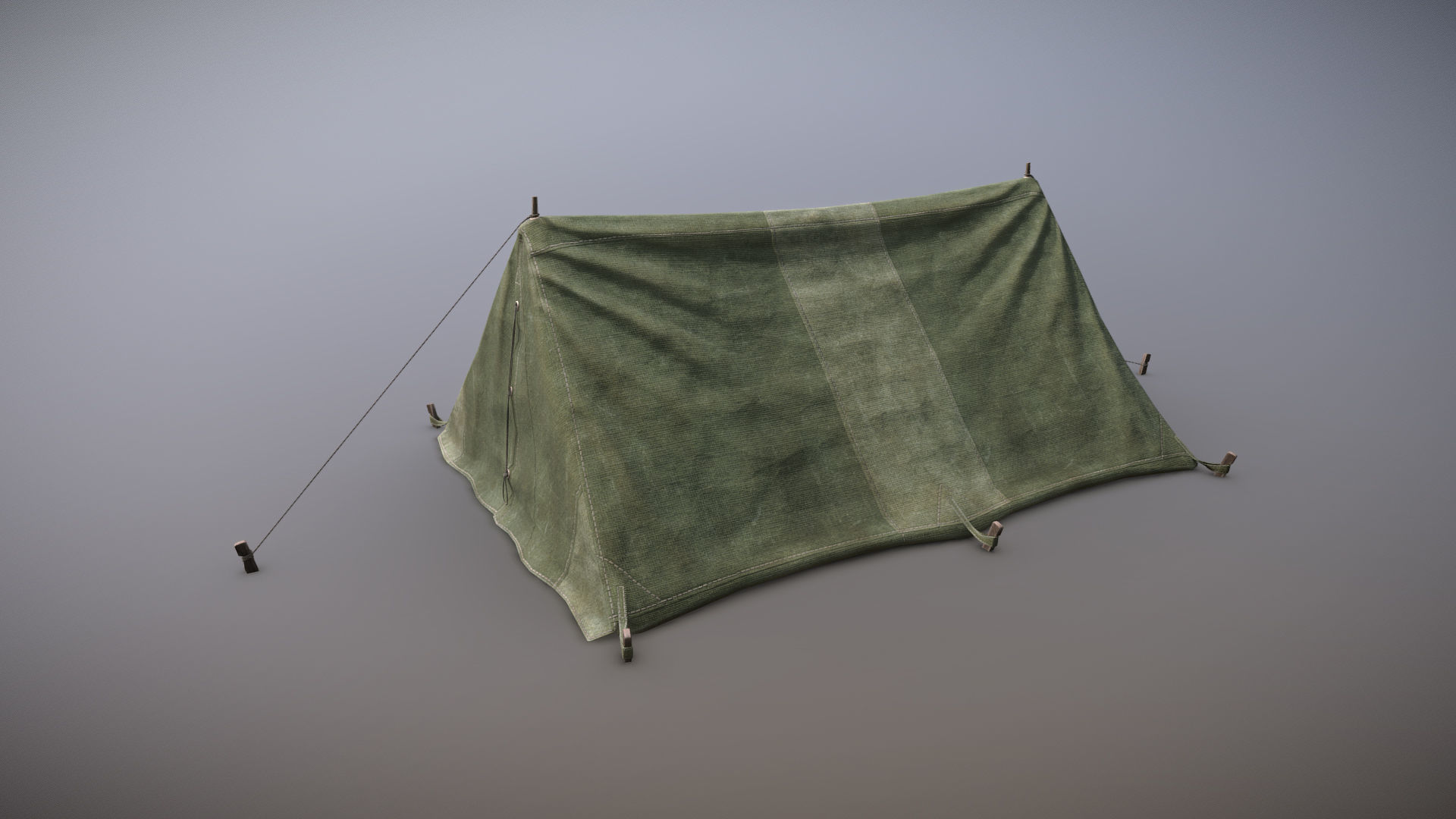Military Tent WWII TwoSleeping close vr1 Low-poly 3D model_3