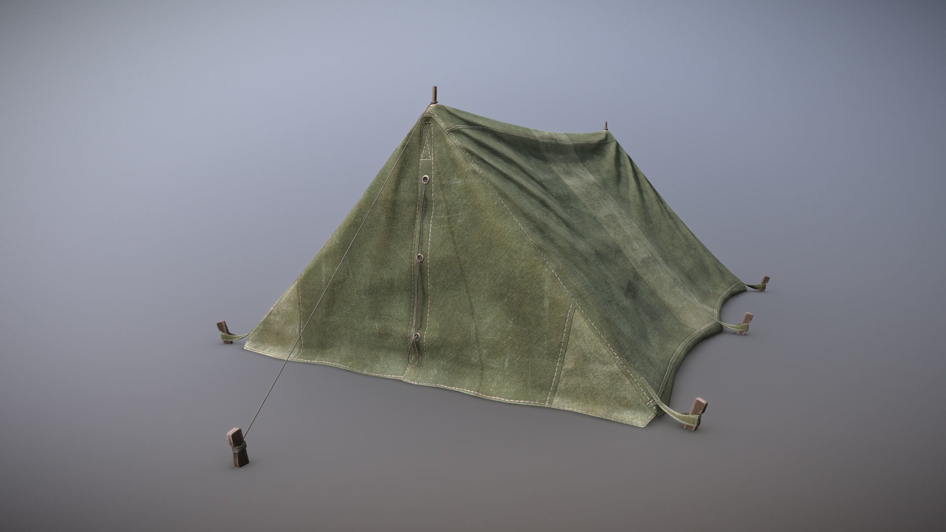 Military Tent WWII TwoSleeping close vr1 Low-poly 3D model_2