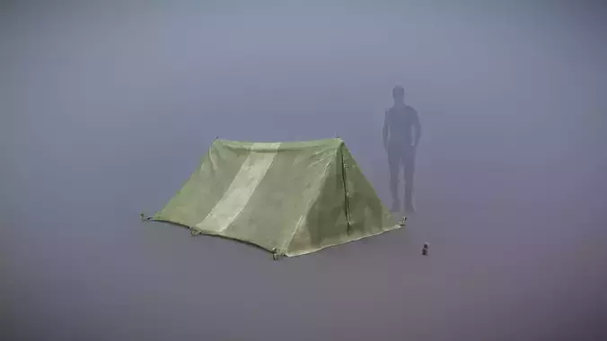 Military Tent WWII TwoSleeping close vr1 Low-poly 3D model