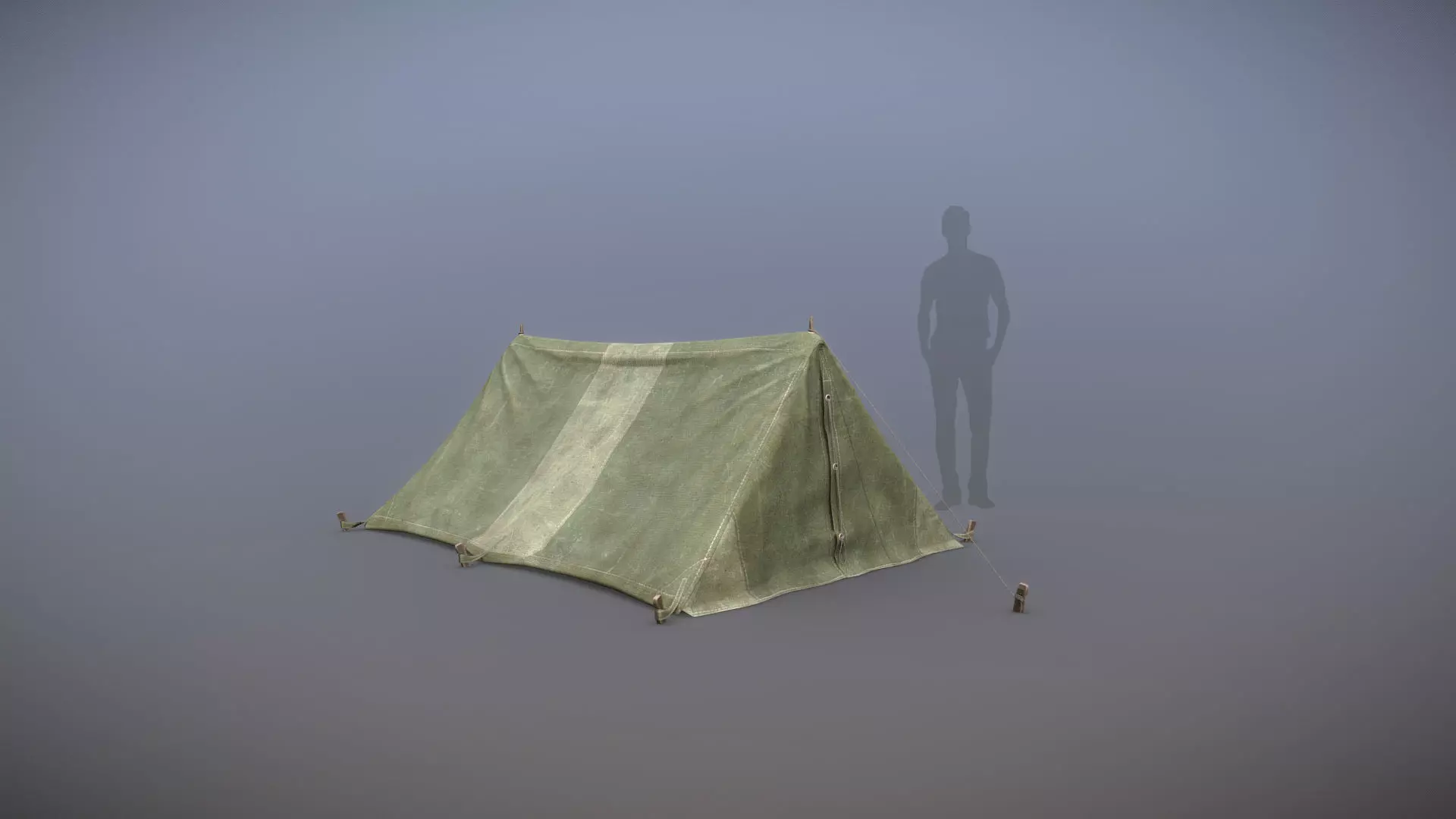 Military Tent WWII TwoSleeping close vr1 Low-poly 3D model_0