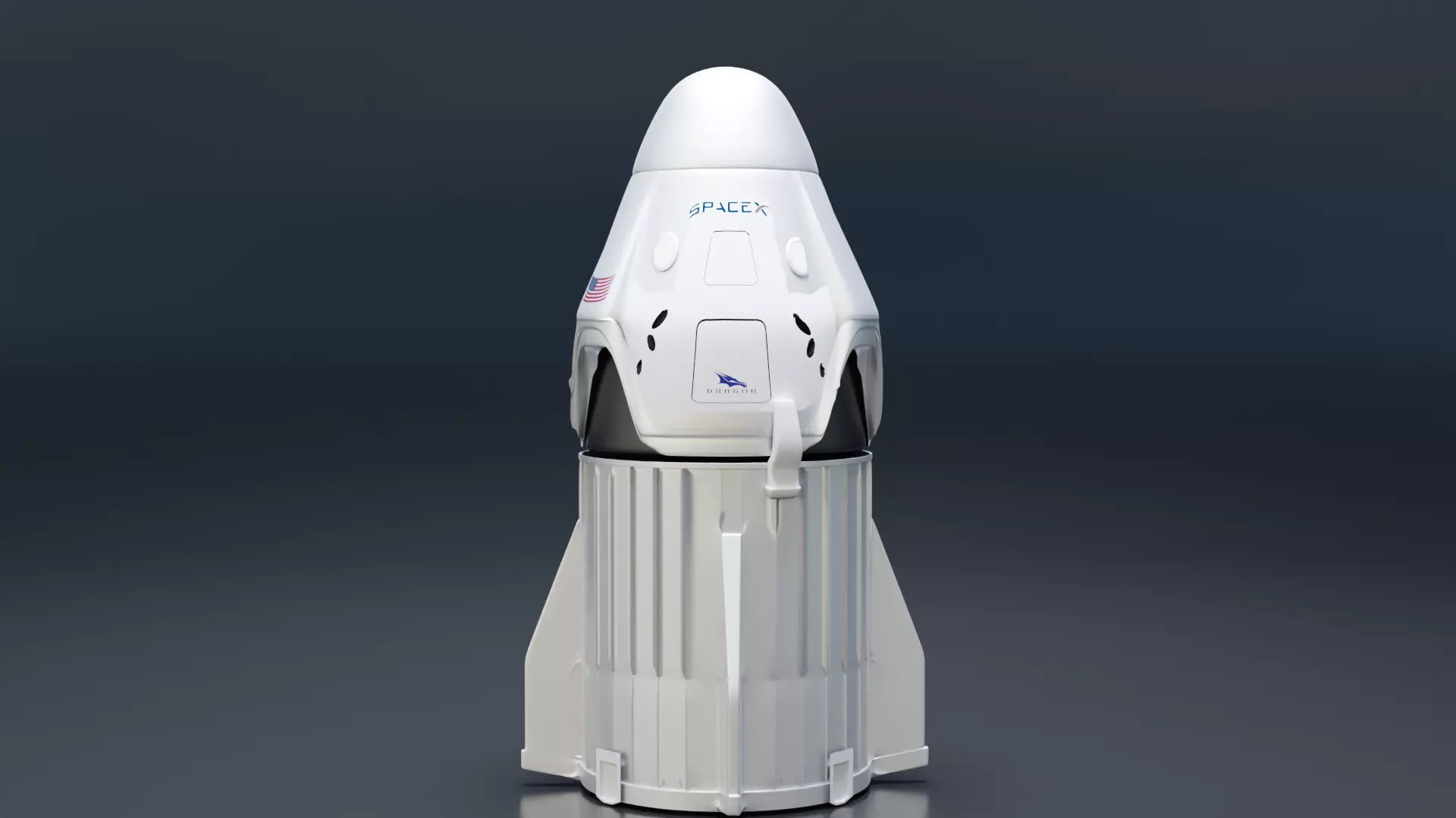 SpaceX Crew Dragon Low-poly 3D model_0