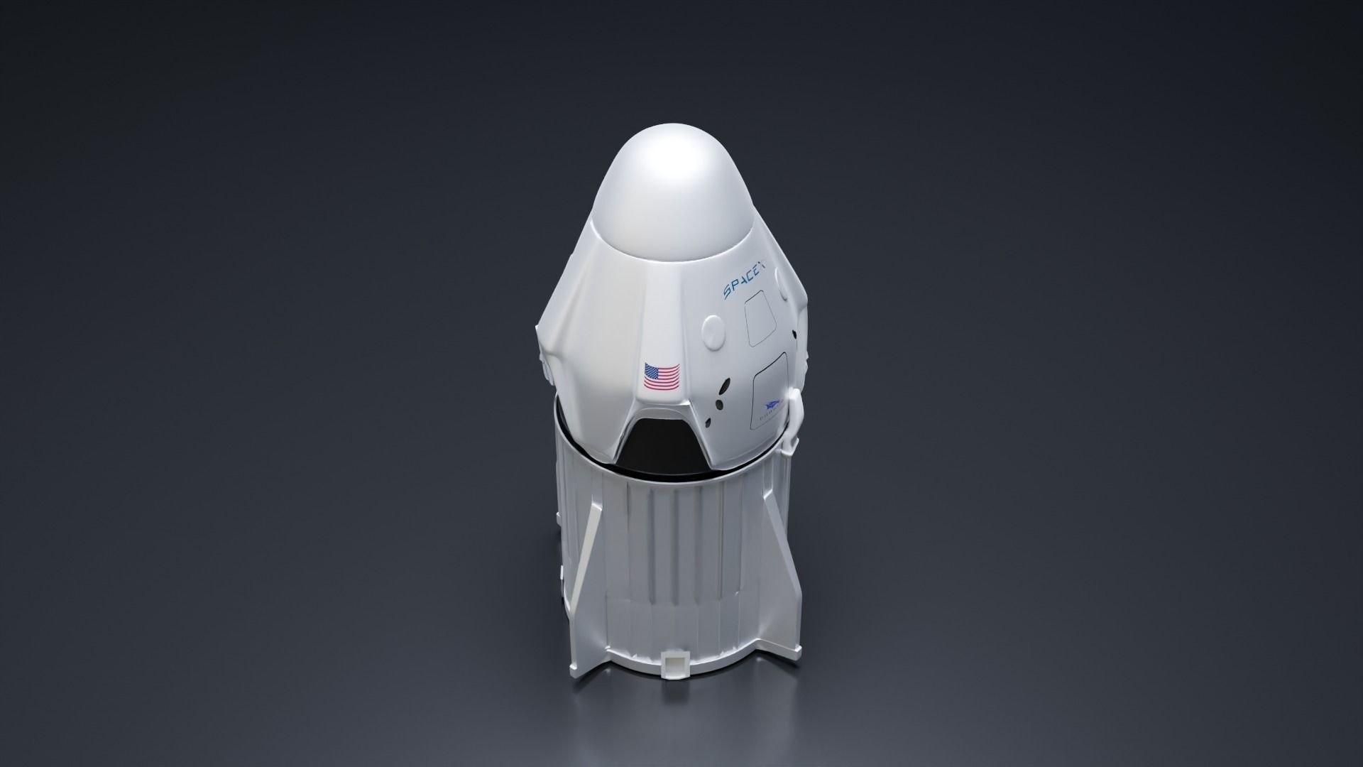 SpaceX Crew Dragon Low-poly 3D model_1