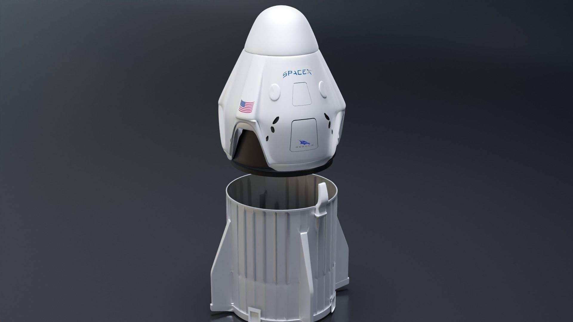 SpaceX Crew Dragon Low-poly 3D model_10