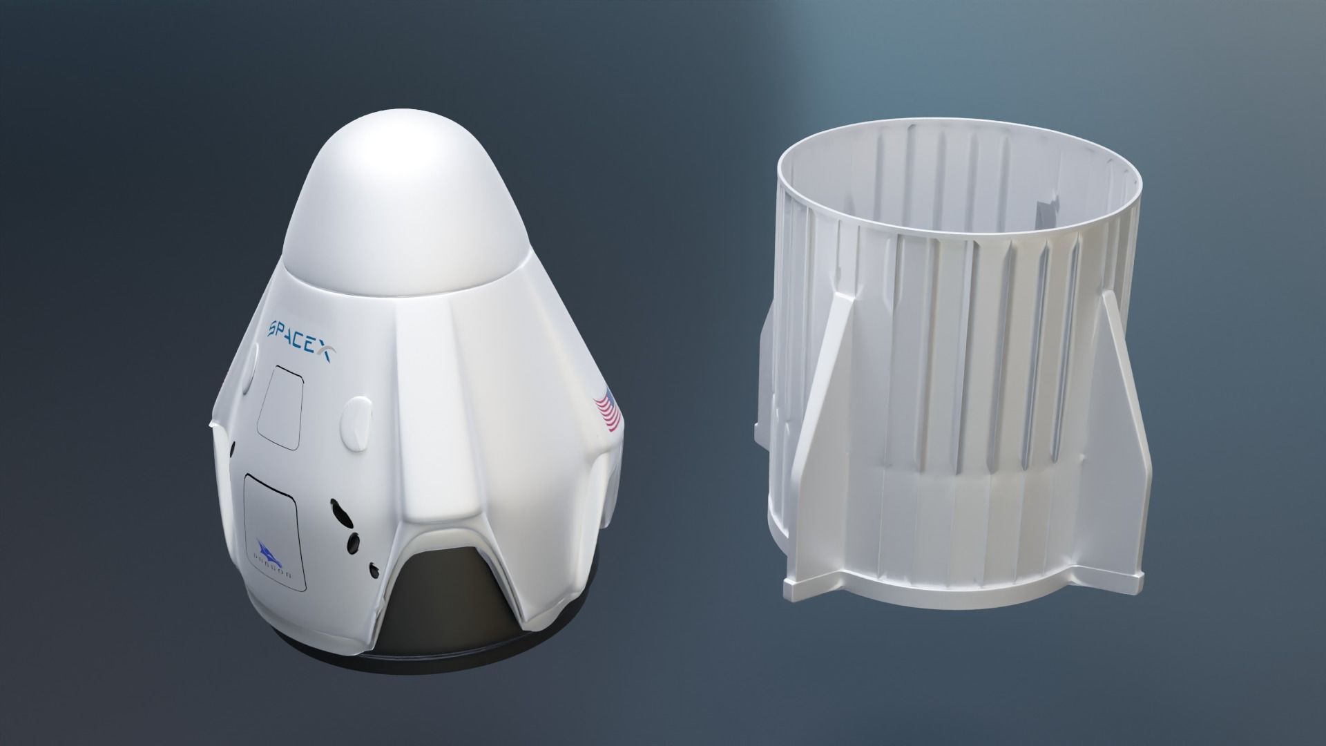 SpaceX Crew Dragon Low-poly 3D model_6