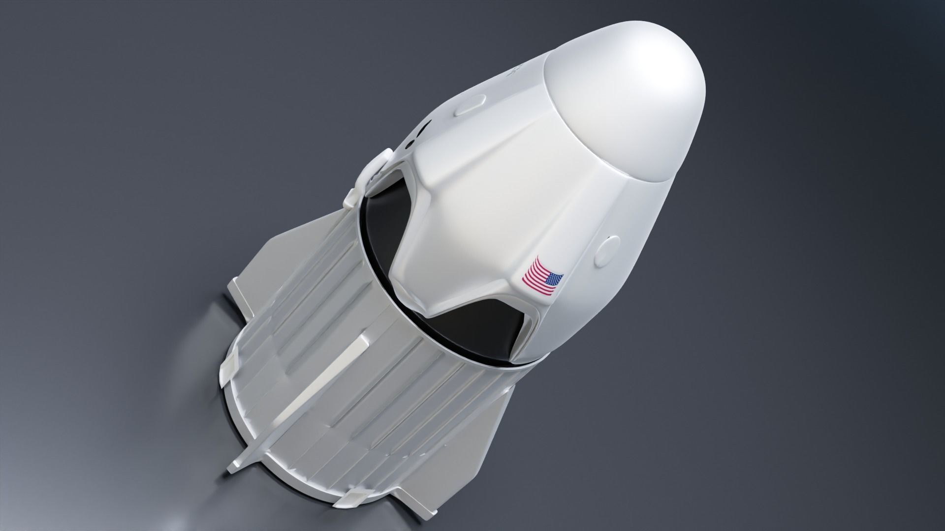 SpaceX Crew Dragon Low-poly 3D model_2