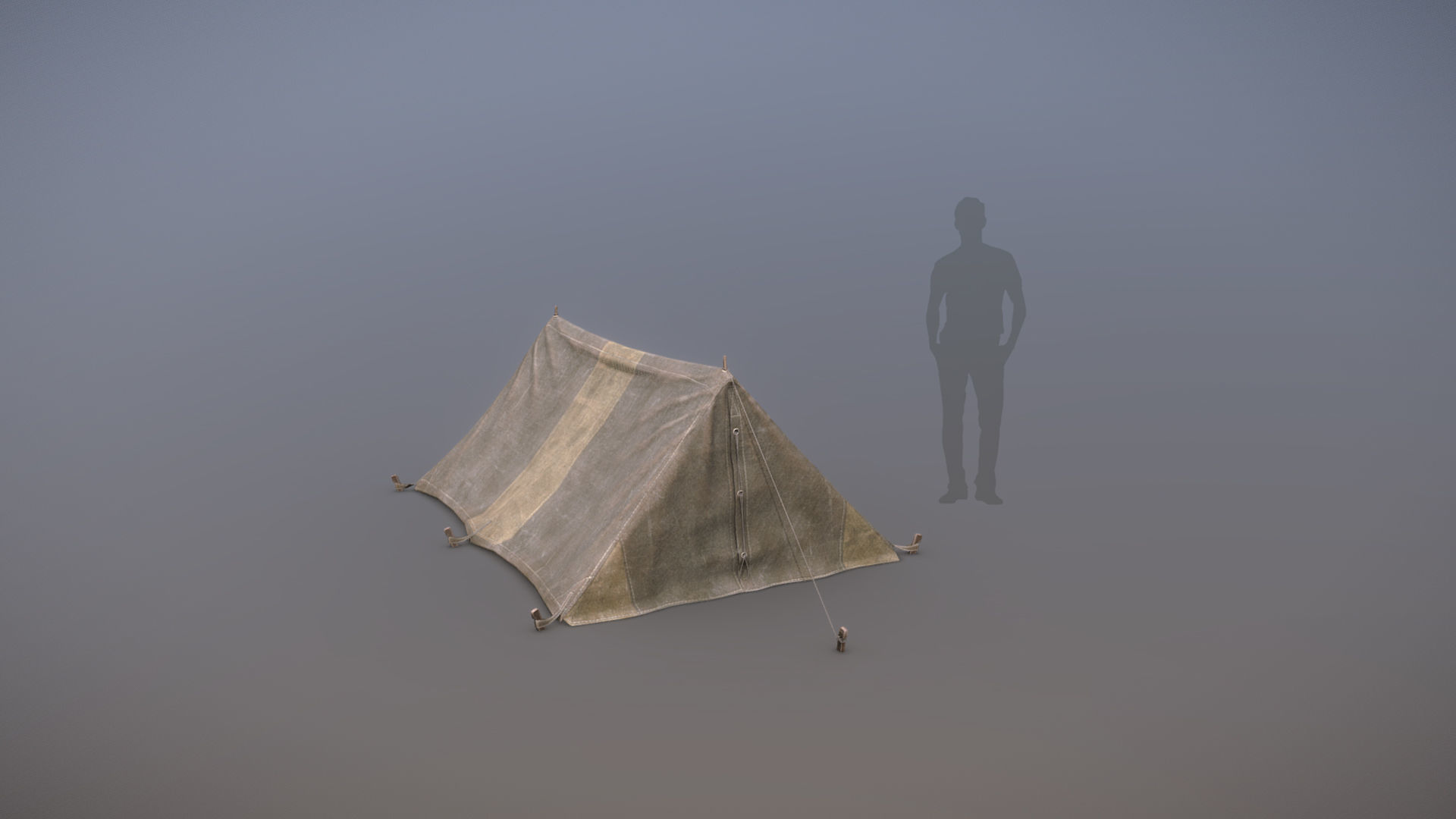 Military Tent WWII TwoSleeping close vr2 Low-poly 3D model_1