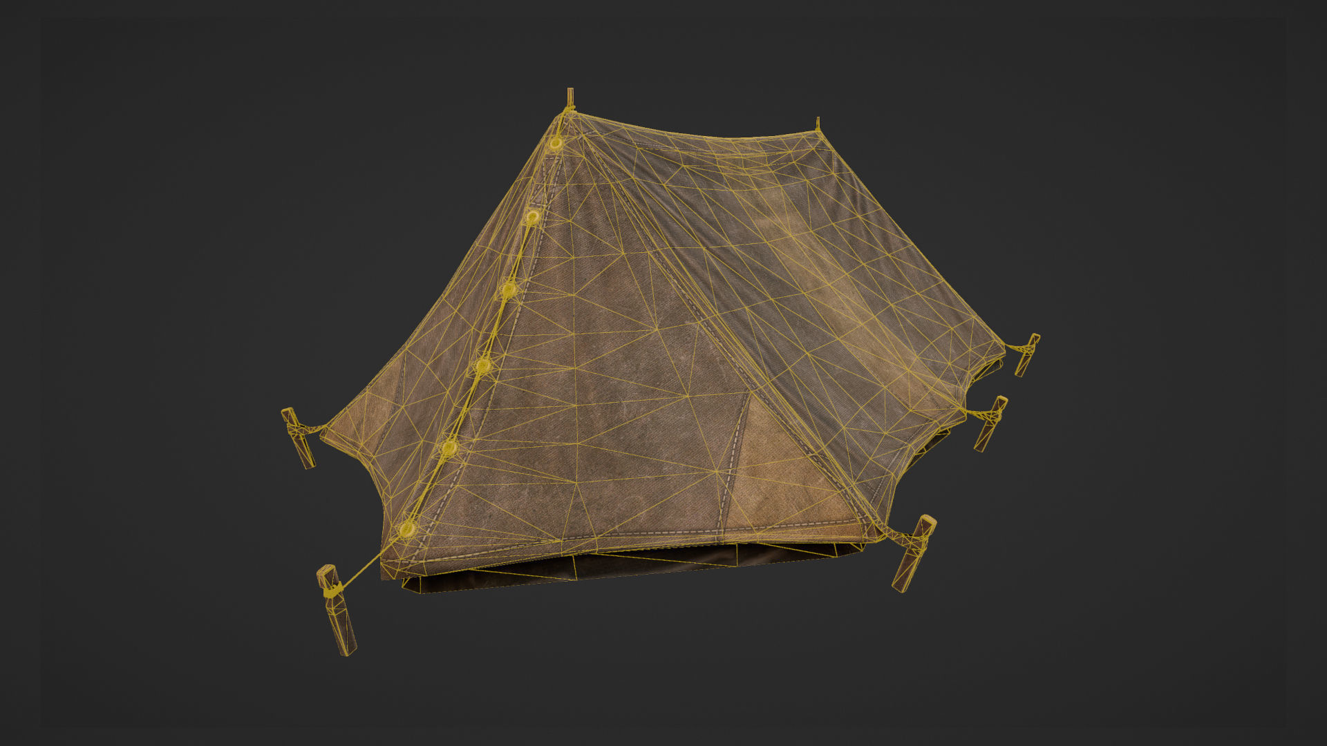 Military Tent WWII TwoSleeping close vr2 Low-poly 3D model_13