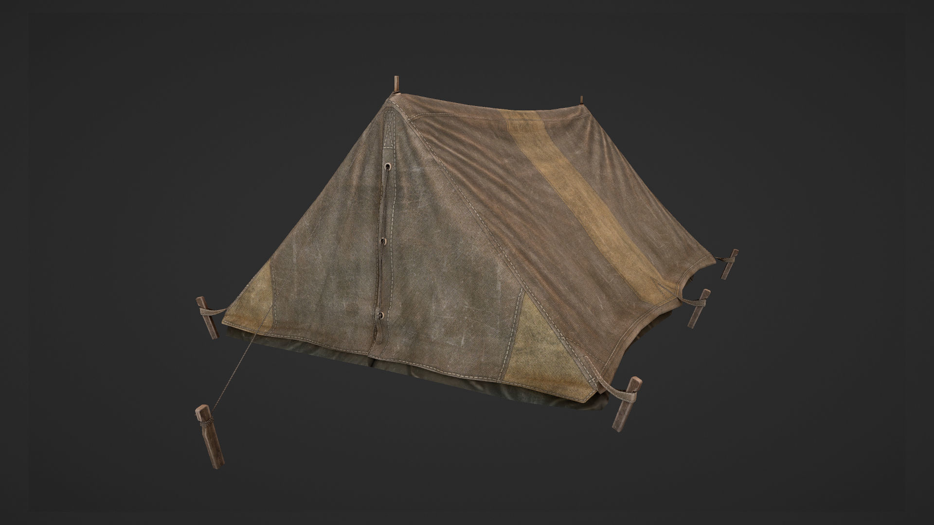 Military Tent WWII TwoSleeping close vr2 Low-poly 3D model_11