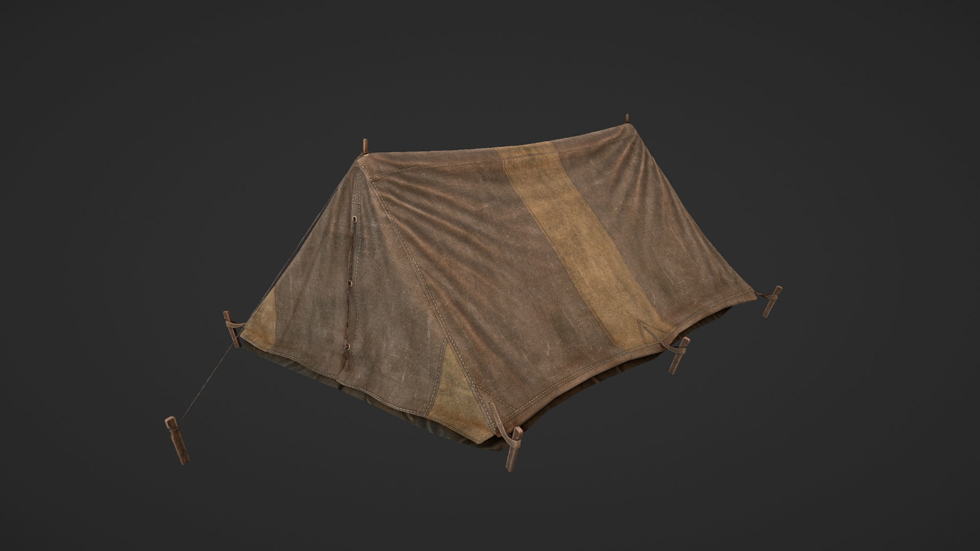 Military Tent WWII TwoSleeping close vr2 Low-poly 3D model_7