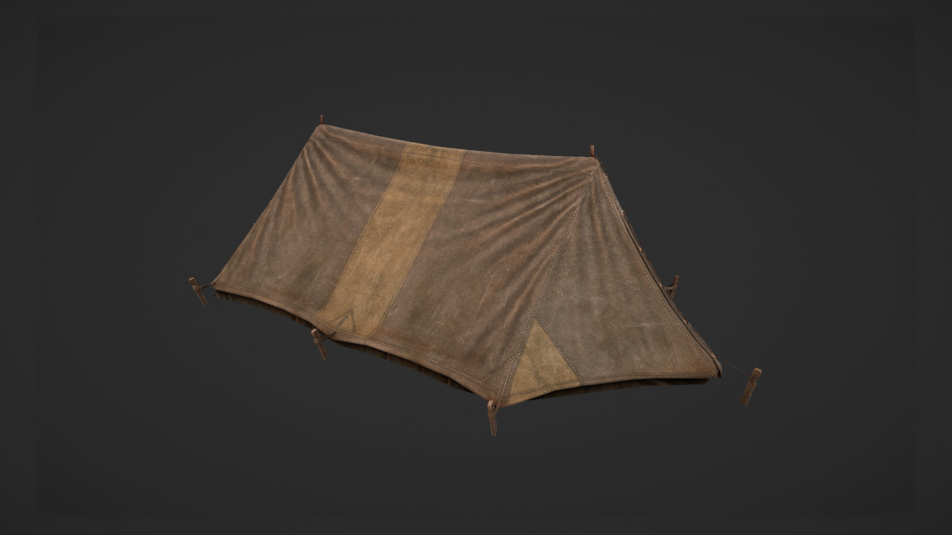 Military Tent WWII TwoSleeping close vr2 Low-poly 3D model_8