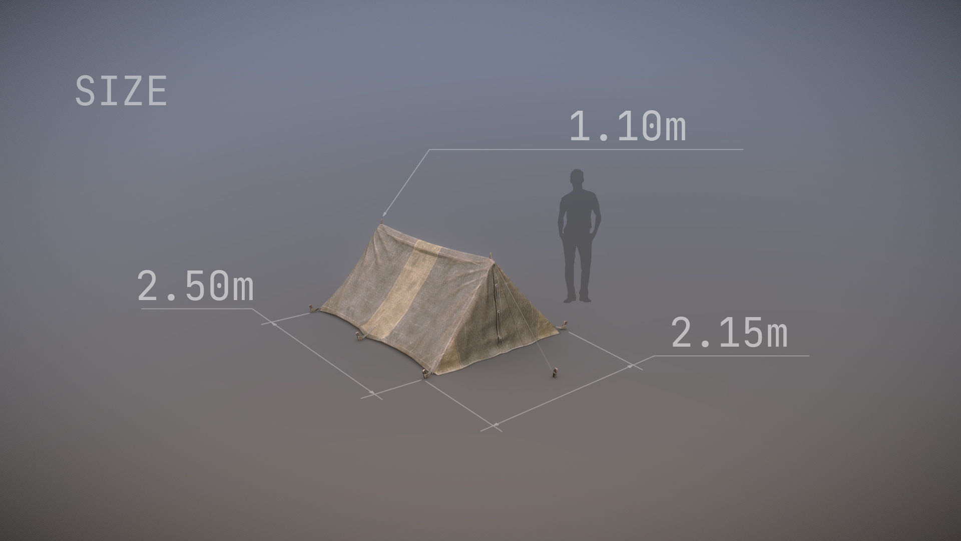Military Tent WWII TwoSleeping close vr2 Low-poly 3D model_5