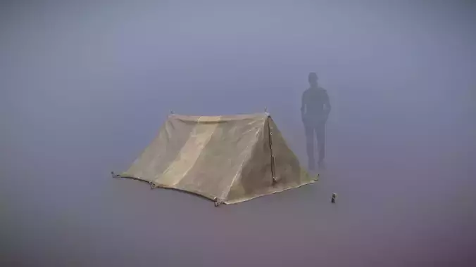 Military Tent WWII TwoSleeping close vr2 Low-poly 3D model