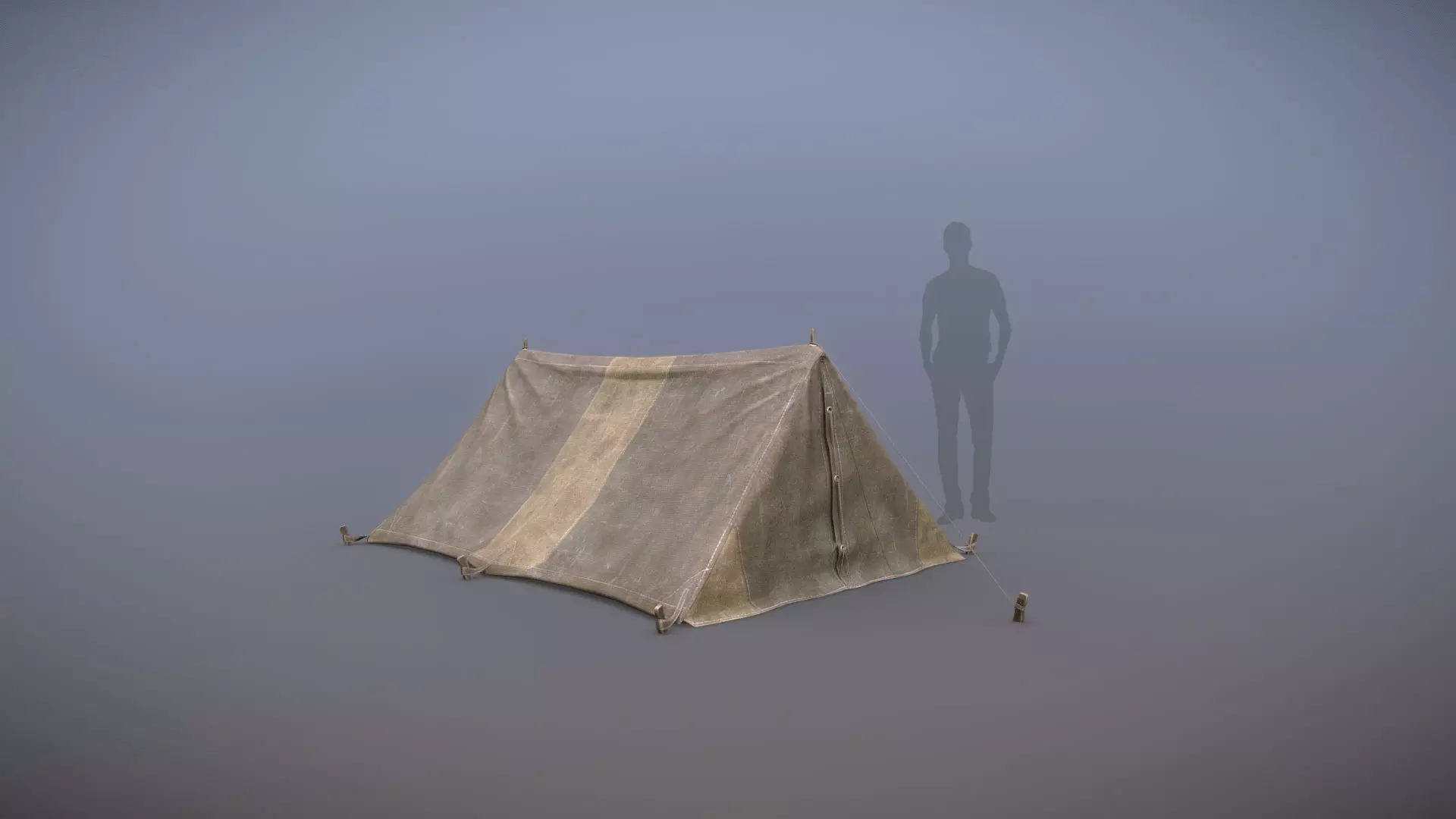Military Tent WWII TwoSleeping close vr2 Low-poly 3D model_0
