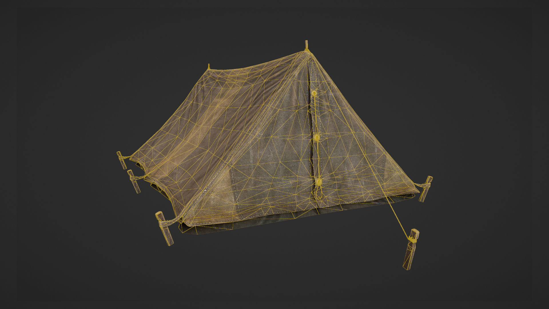 Military Tent WWII TwoSleeping close vr2 Low-poly 3D model_12