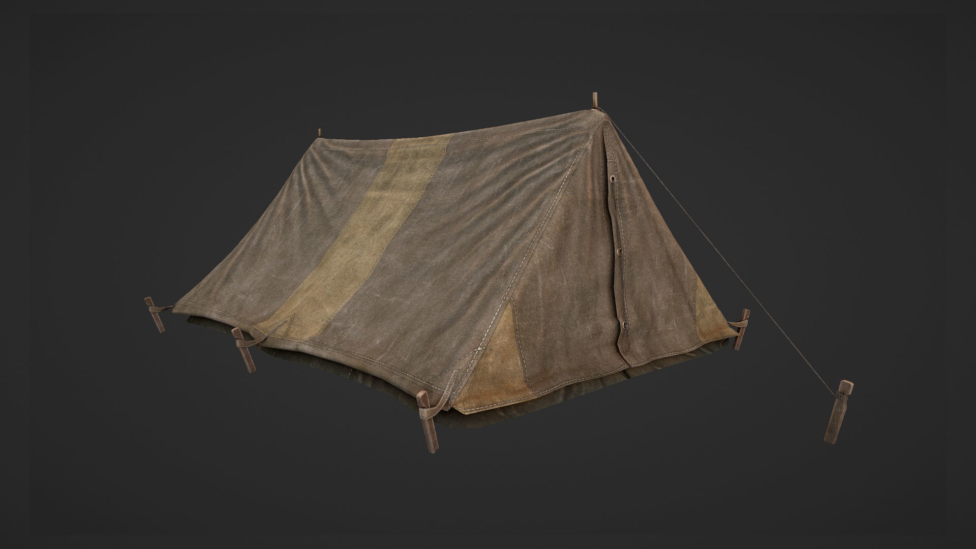 Military Tent WWII TwoSleeping close vr2 Low-poly 3D model_10