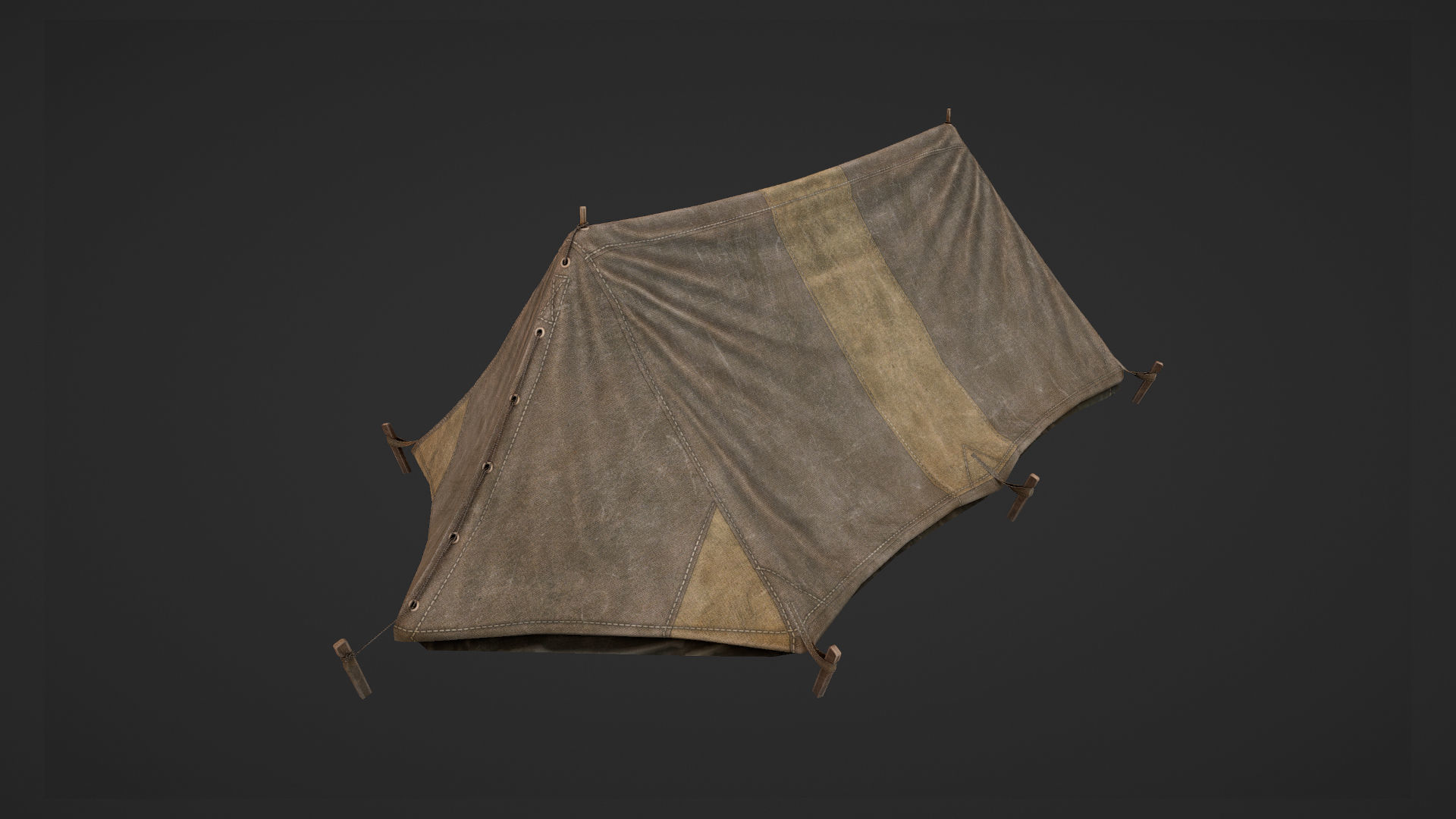 Military Tent WWII TwoSleeping close vr2 Low-poly 3D model_9