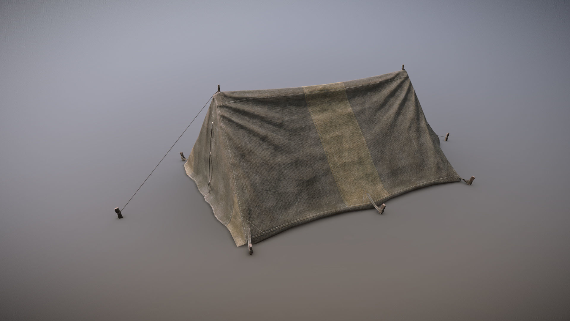 Military Tent WWII TwoSleeping close vr2 Low-poly 3D model_3