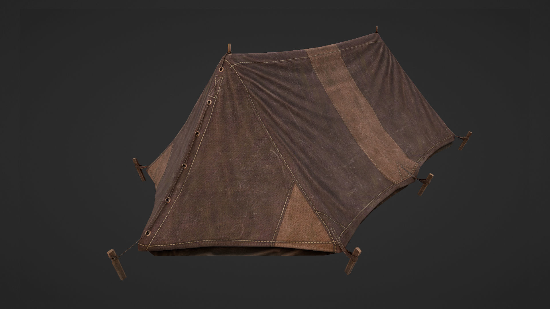 Military Tent WWII TwoSleeping close vr3 Low-poly 3D model_9