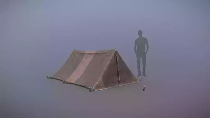 Military Tent WWII TwoSleeping close vr3 Low-poly 3D model