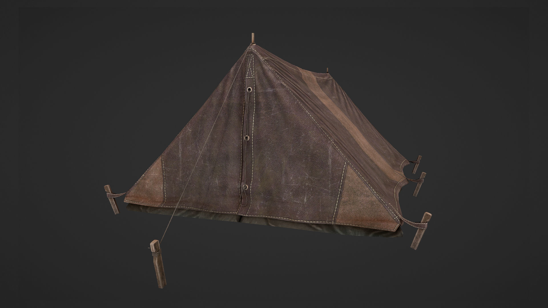 Military Tent WWII TwoSleeping close vr3 Low-poly 3D model_11