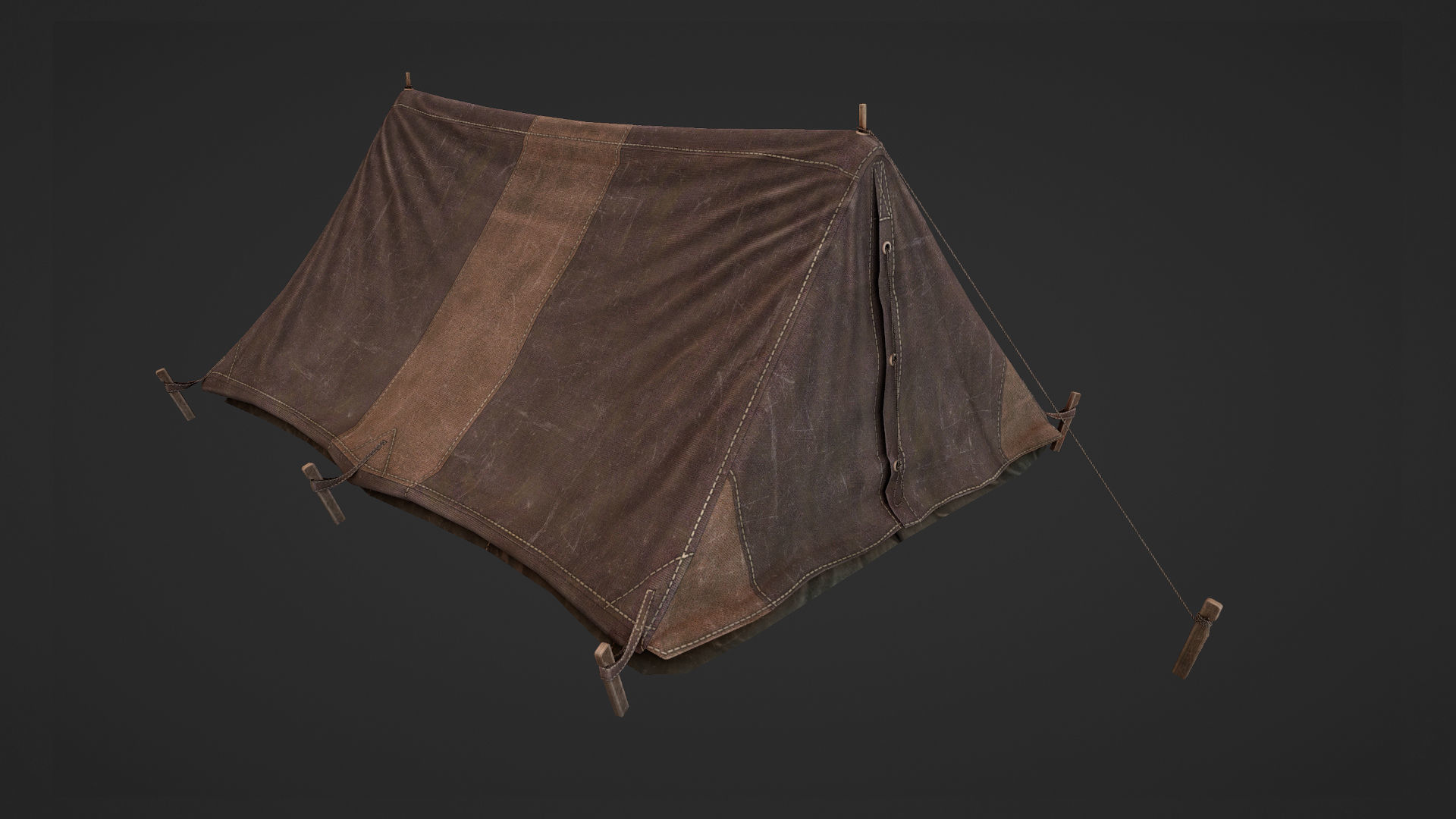 Military Tent WWII TwoSleeping close vr3 Low-poly 3D model_10