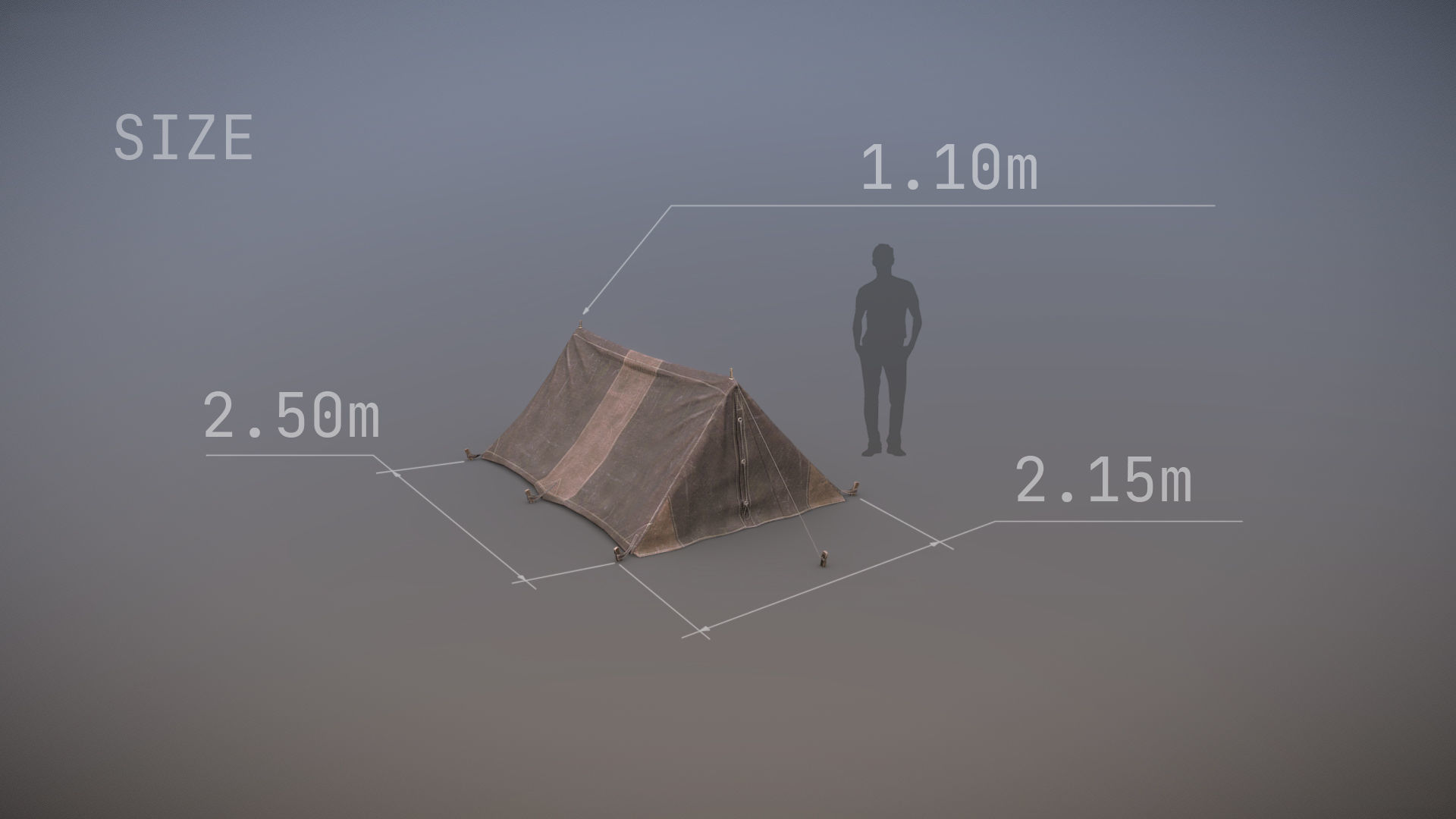 Military Tent WWII TwoSleeping close vr3 Low-poly 3D model_5