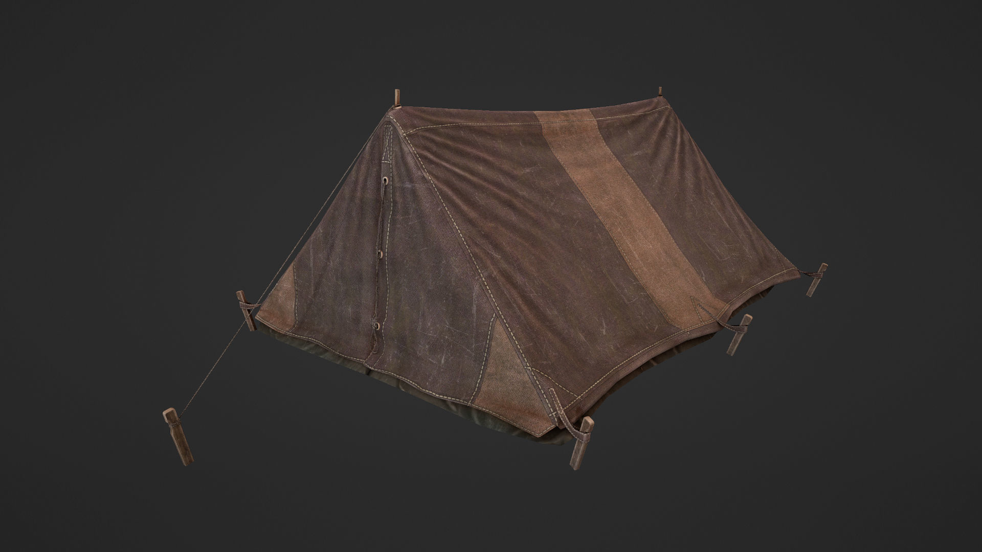 Military Tent WWII TwoSleeping close vr3 Low-poly 3D model_7