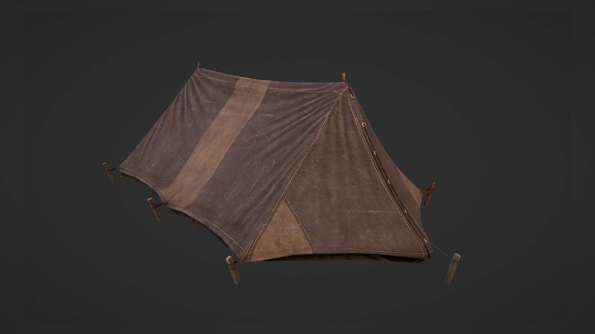 Military Tent WWII TwoSleeping close vr3 Low-poly 3D model_8