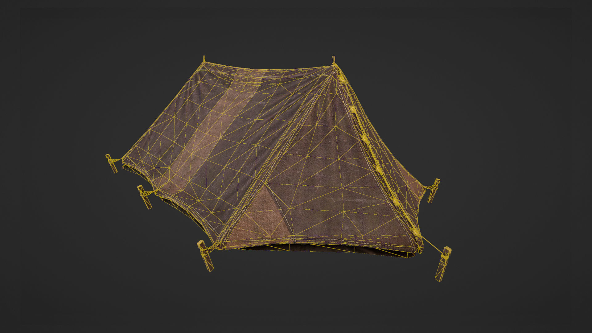 Military Tent WWII TwoSleeping close vr3 Low-poly 3D model_13