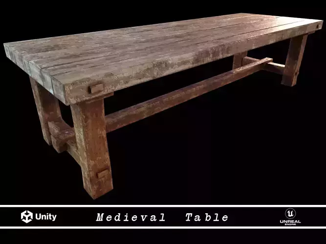 Medieval Wooden Dinning Rectangular Table