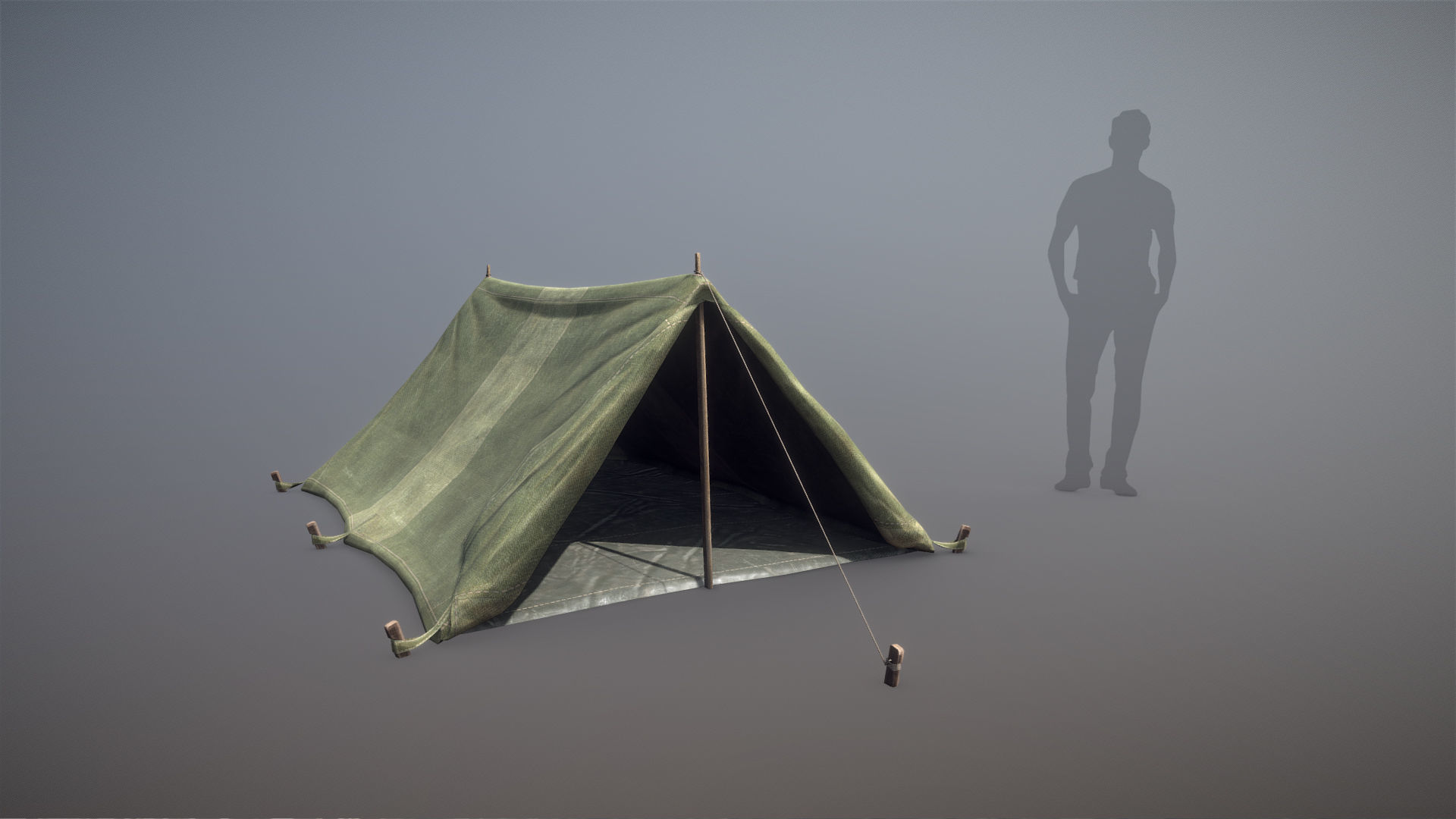 Military Tent WWII TwoSleeping open vr1 Low-poly 3D model_1