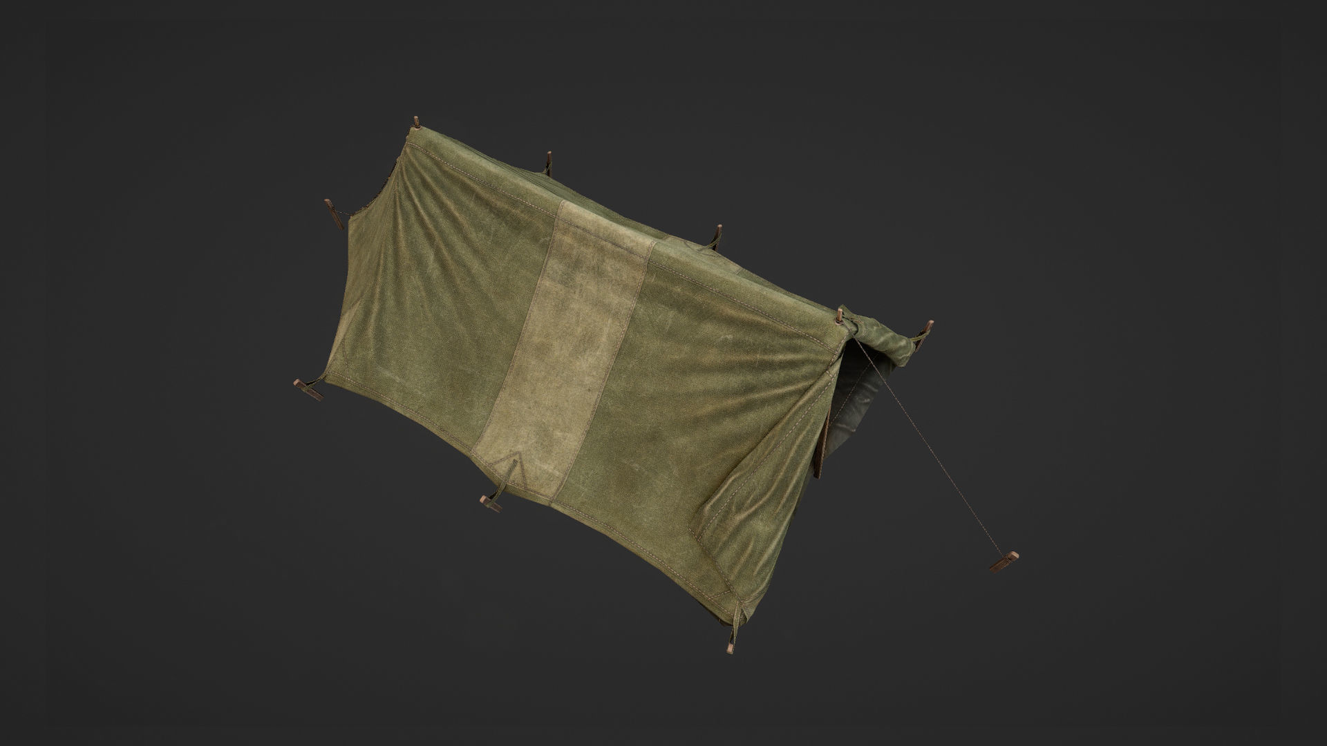 Military Tent WWII TwoSleeping open vr1 Low-poly 3D model_11