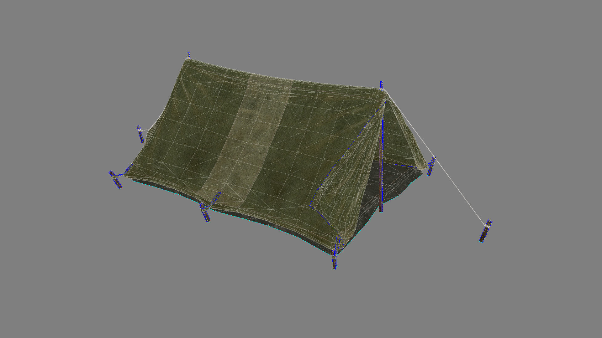 Military Tent WWII TwoSleeping open vr1 Low-poly 3D model_16