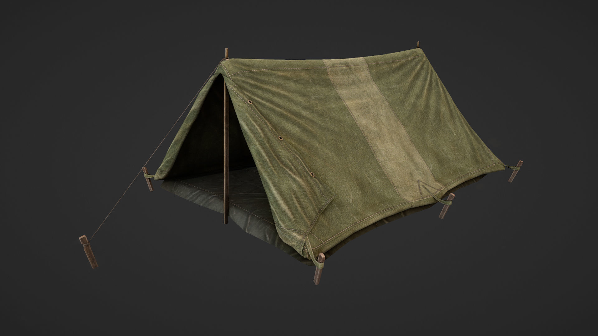 Military Tent WWII TwoSleeping open vr1 Low-poly 3D model_7
