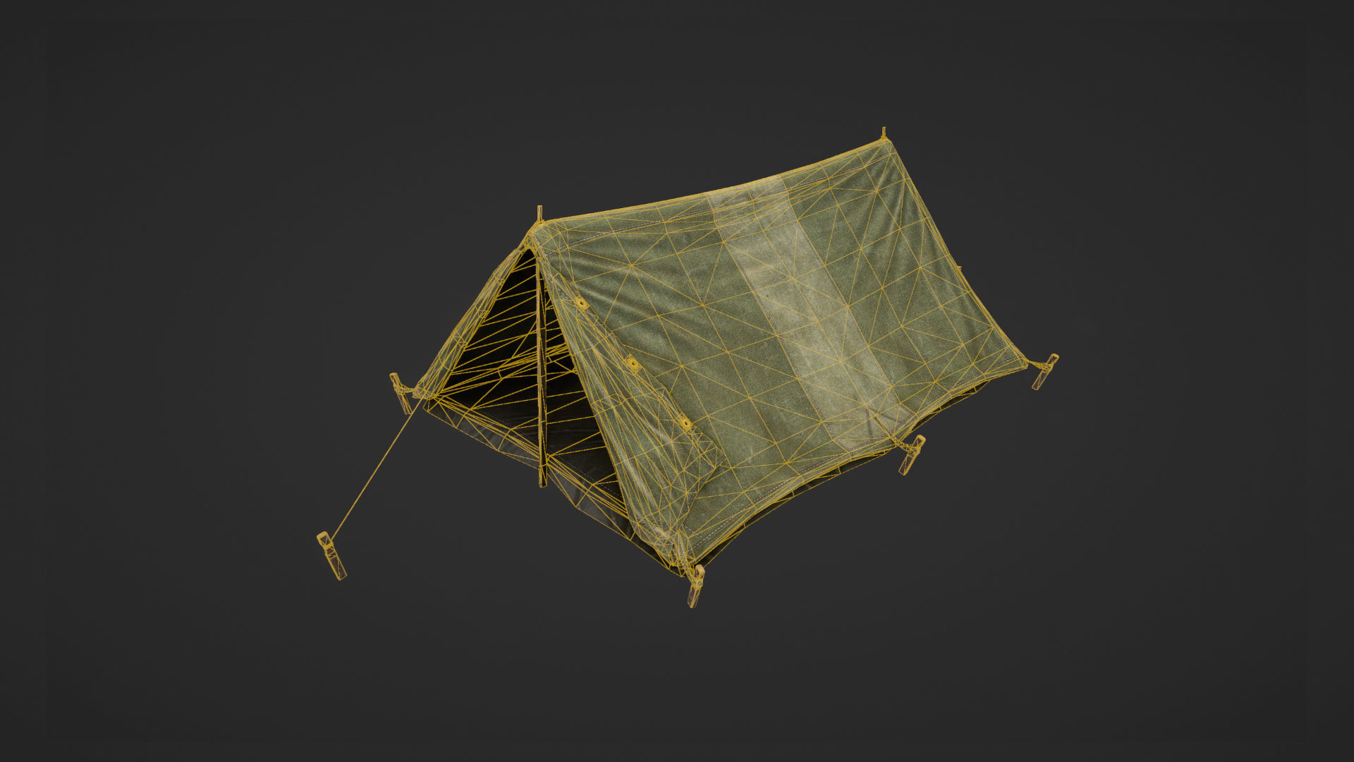Military Tent WWII TwoSleeping open vr1 Low-poly 3D model_12