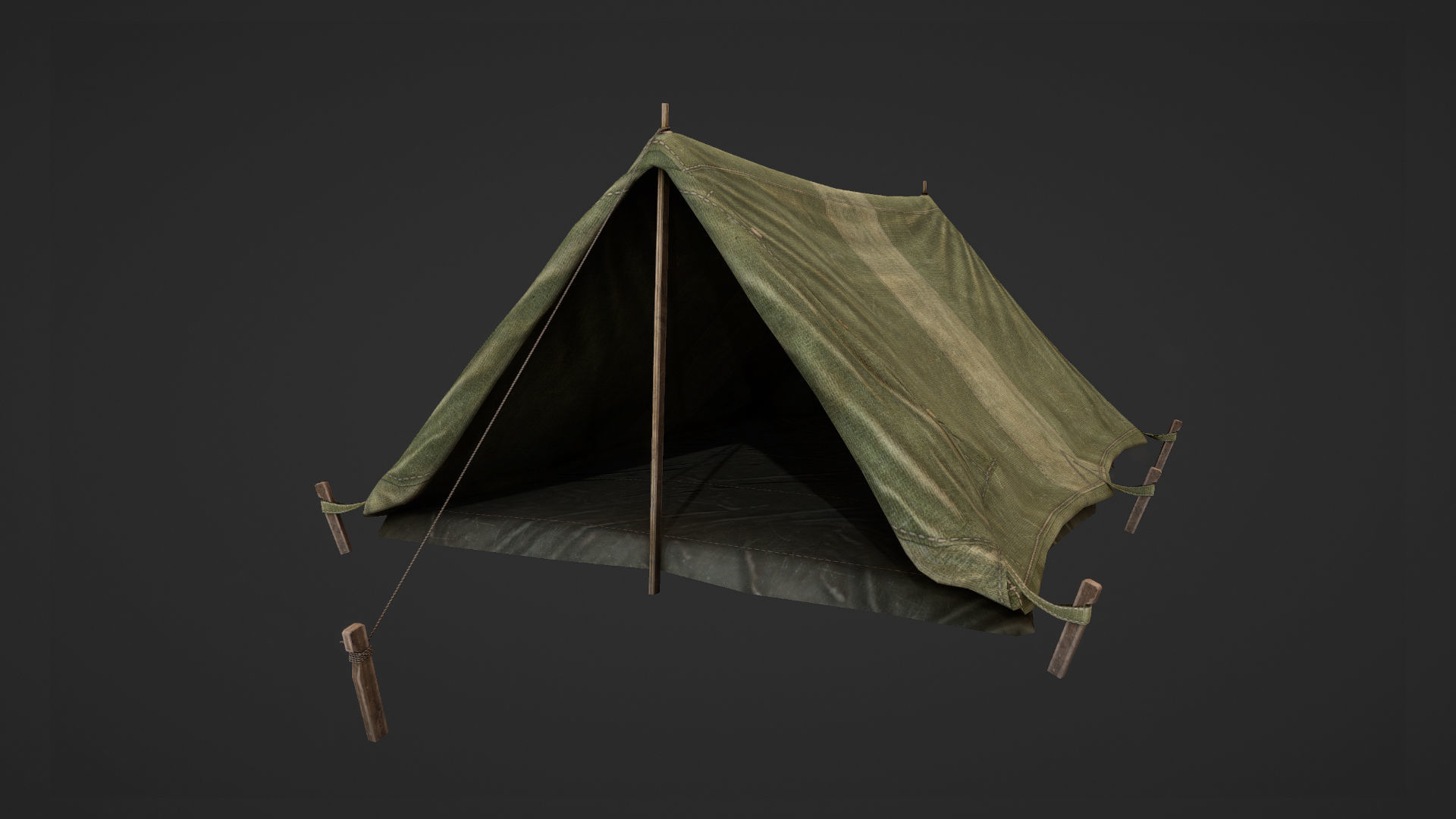 Military Tent WWII TwoSleeping open vr1 Low-poly 3D model_10