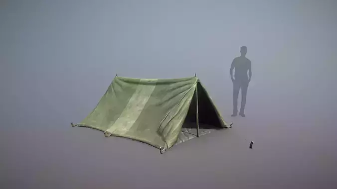 Military Tent WWII TwoSleeping open vr1 Low-poly 3D model
