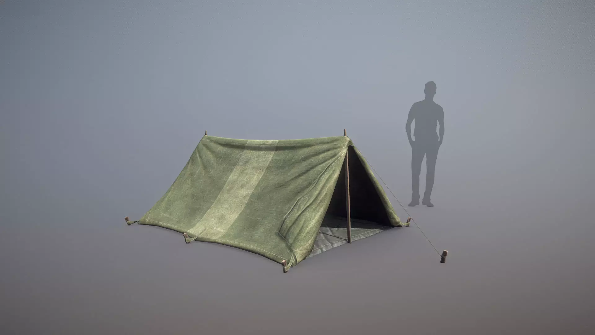 Military Tent WWII TwoSleeping open vr1 Low-poly 3D model_0
