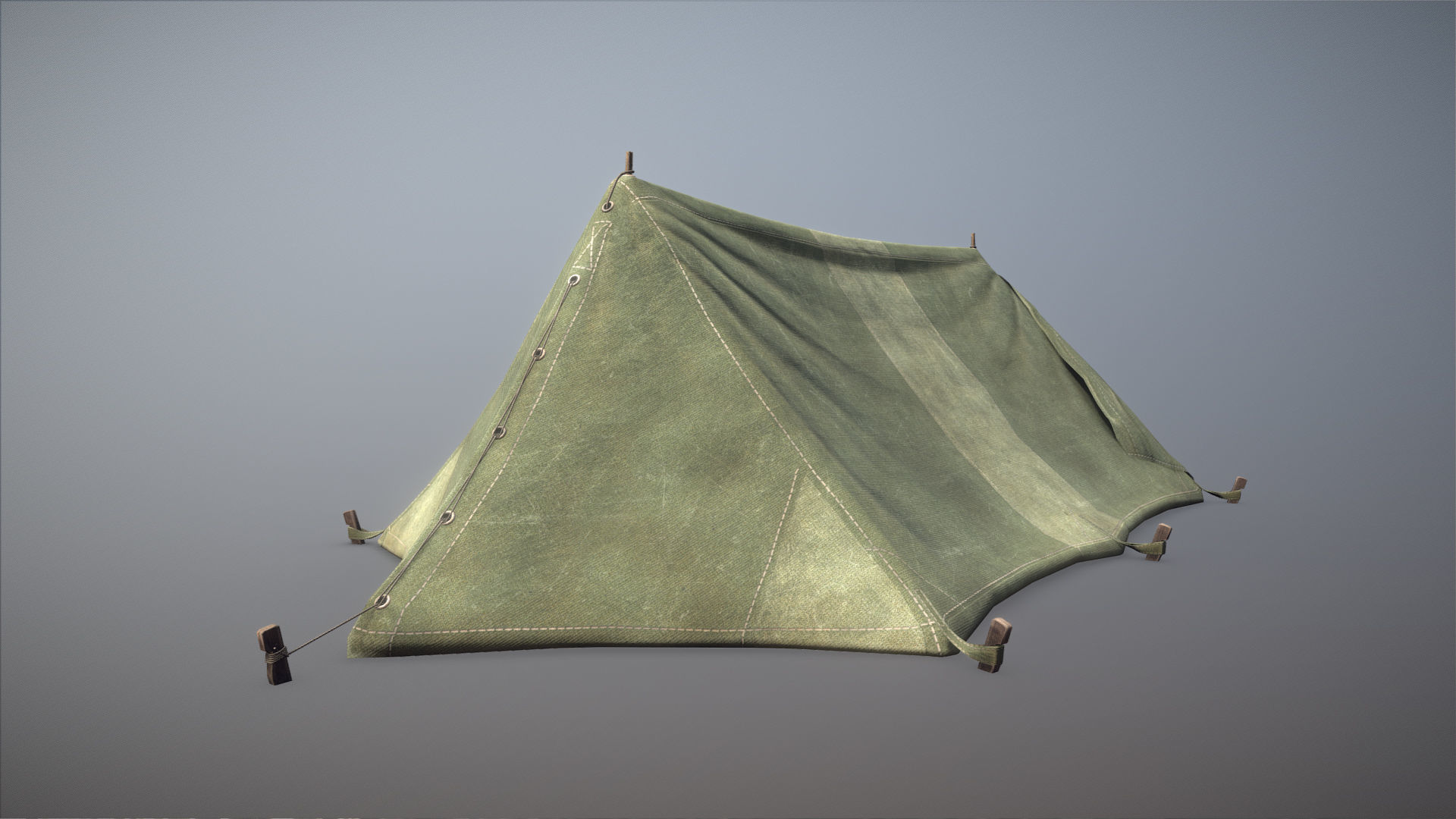 Military Tent WWII TwoSleeping open vr1 Low-poly 3D model_4