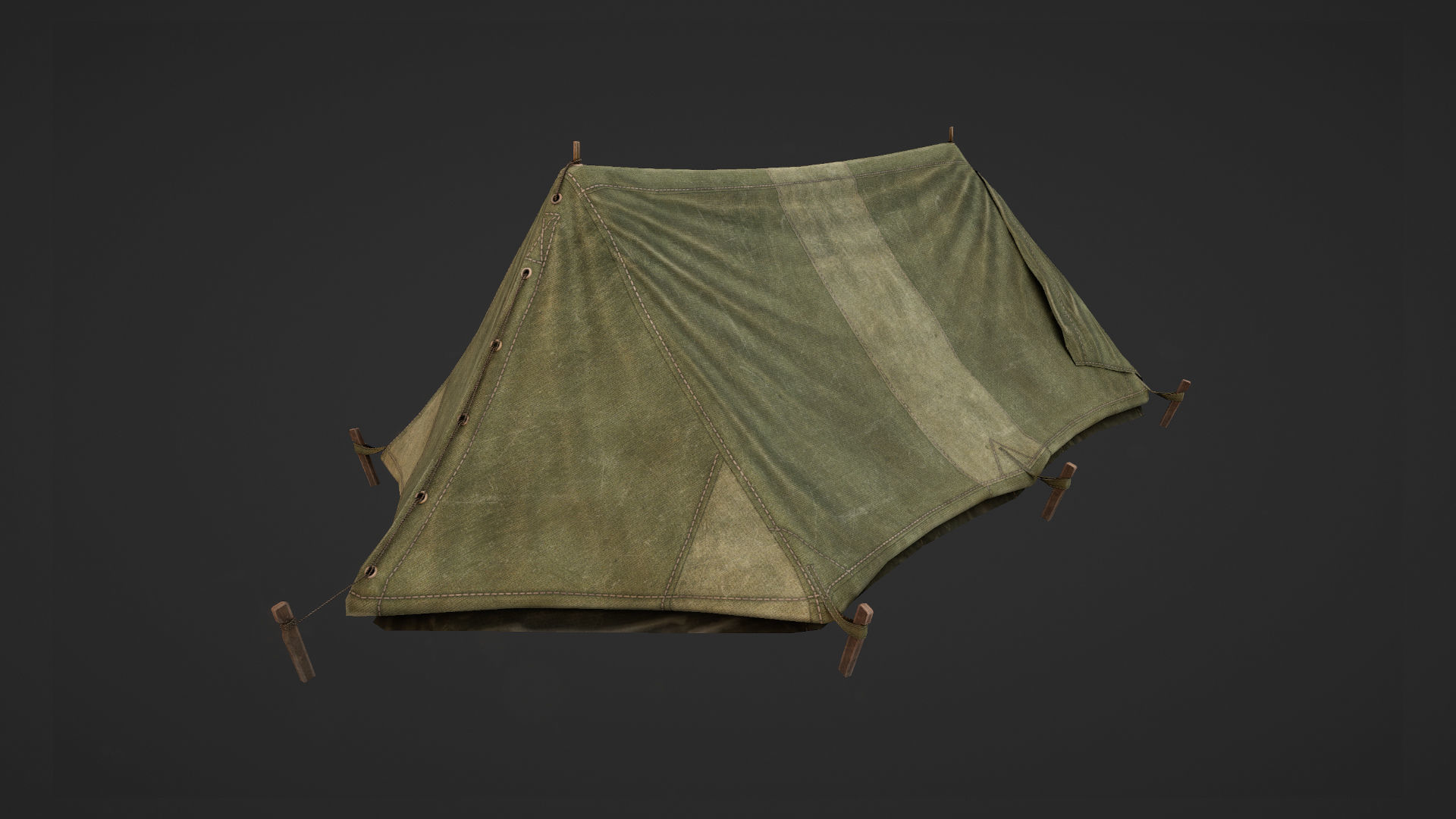 Military Tent WWII TwoSleeping open vr1 Low-poly 3D model_9