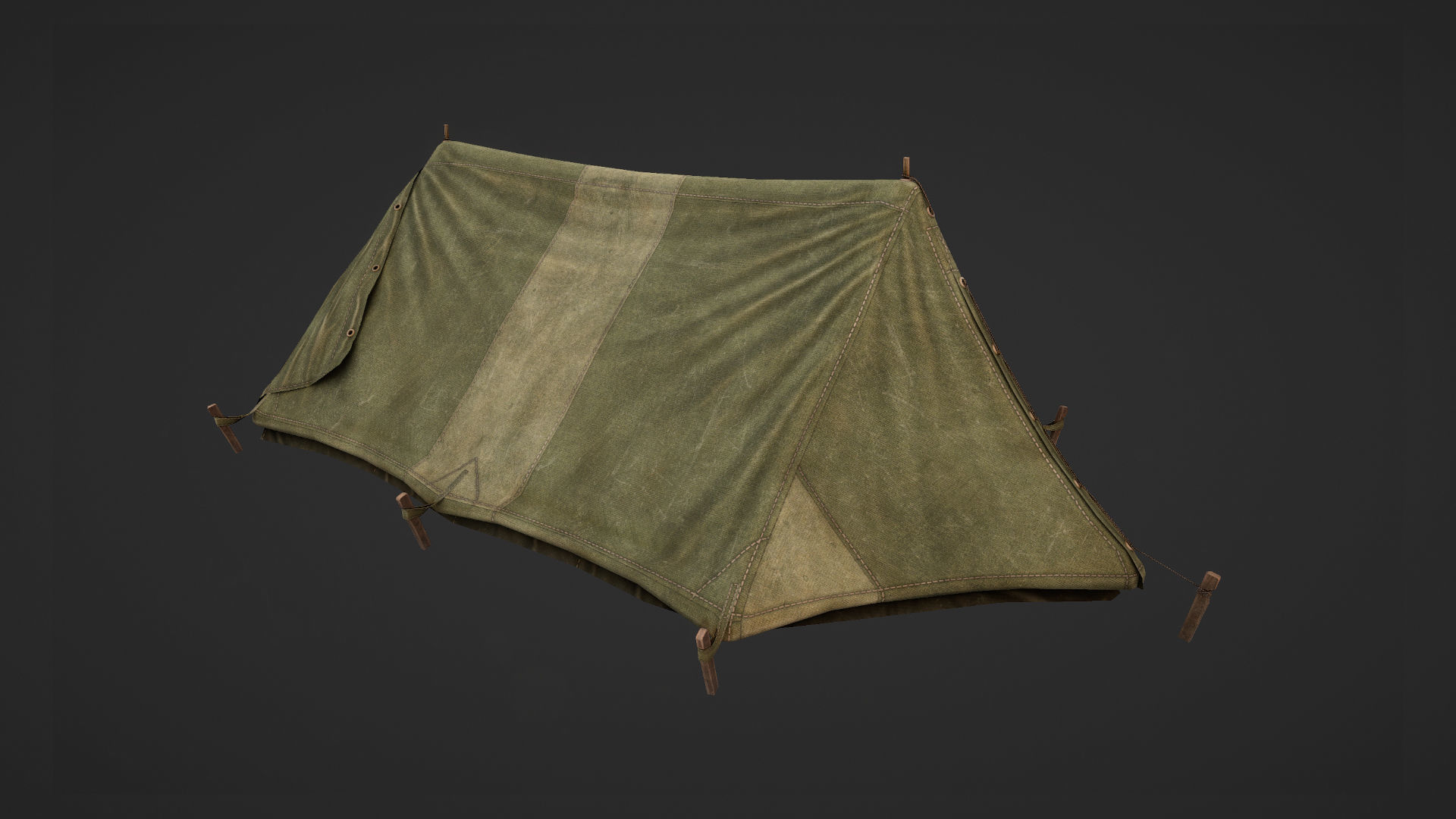 Military Tent WWII TwoSleeping open vr1 Low-poly 3D model_8