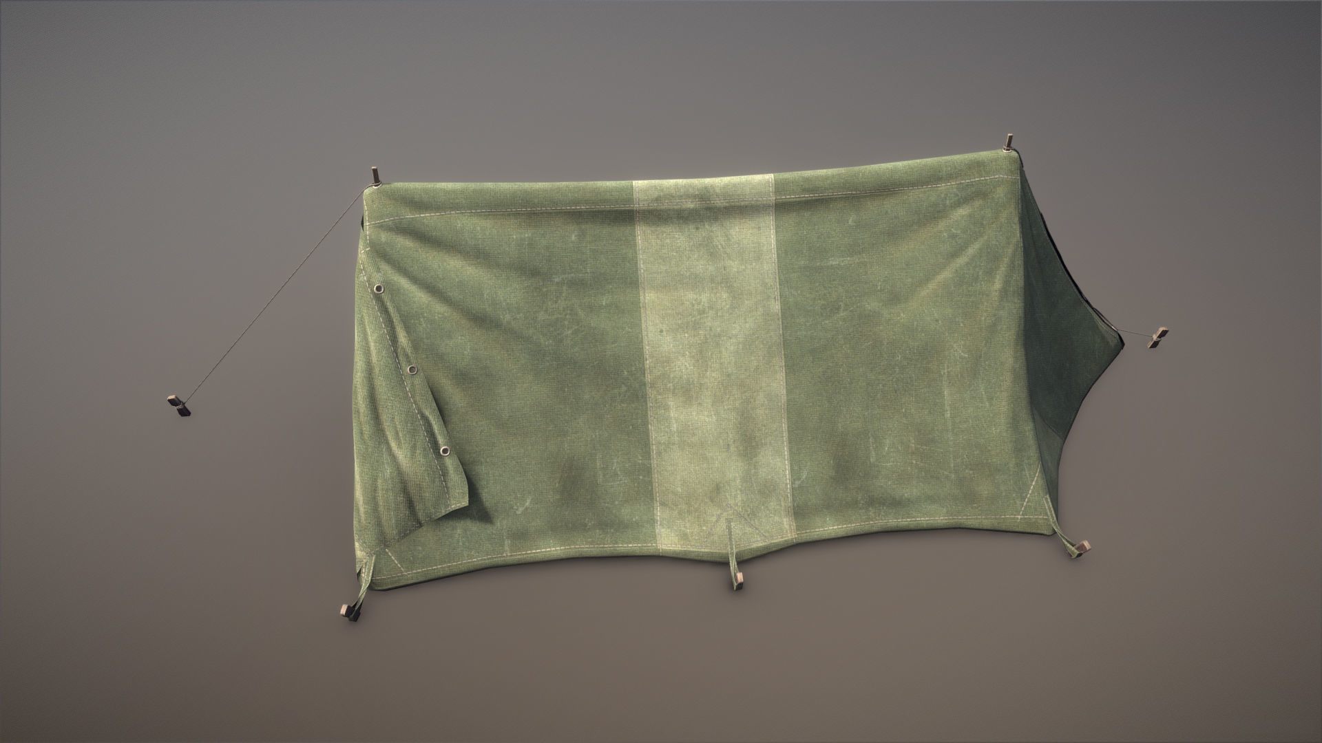 Military Tent WWII TwoSleeping open vr1 Low-poly 3D model_6