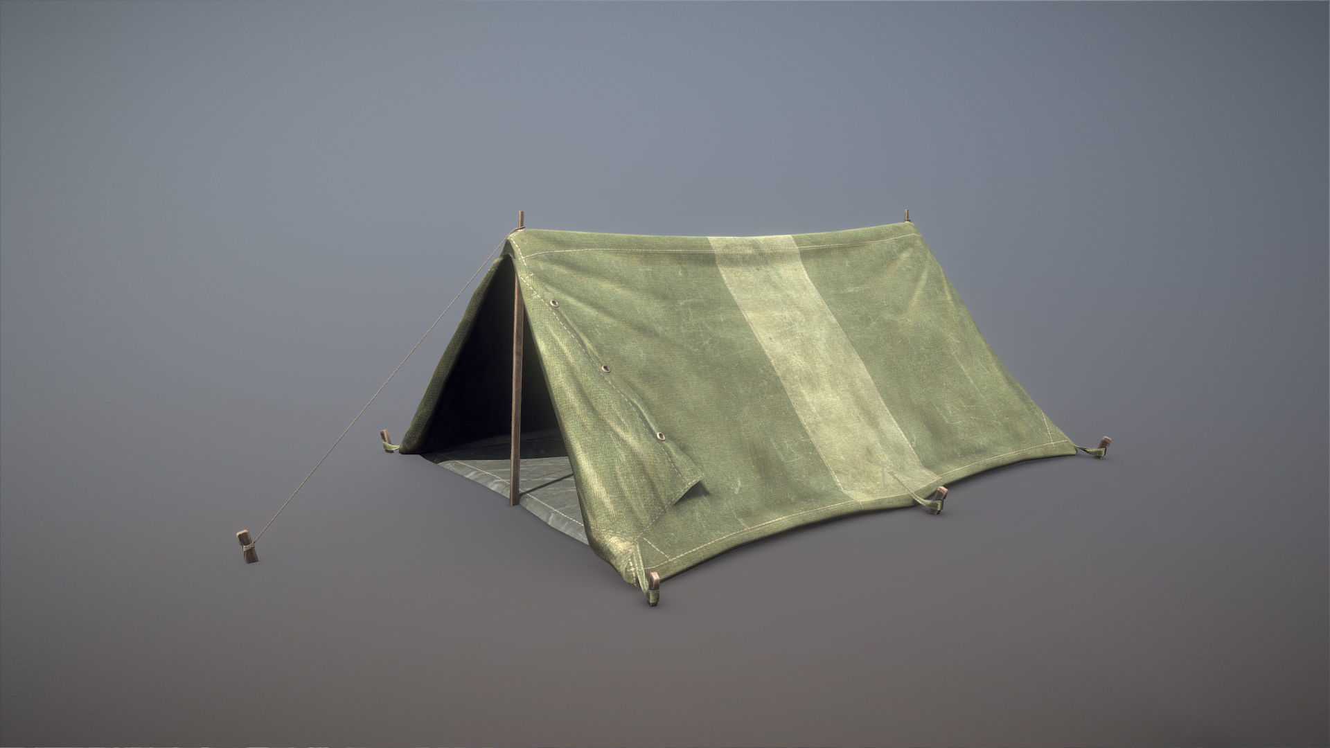 Military Tent WWII TwoSleeping open vr1 Low-poly 3D model_3